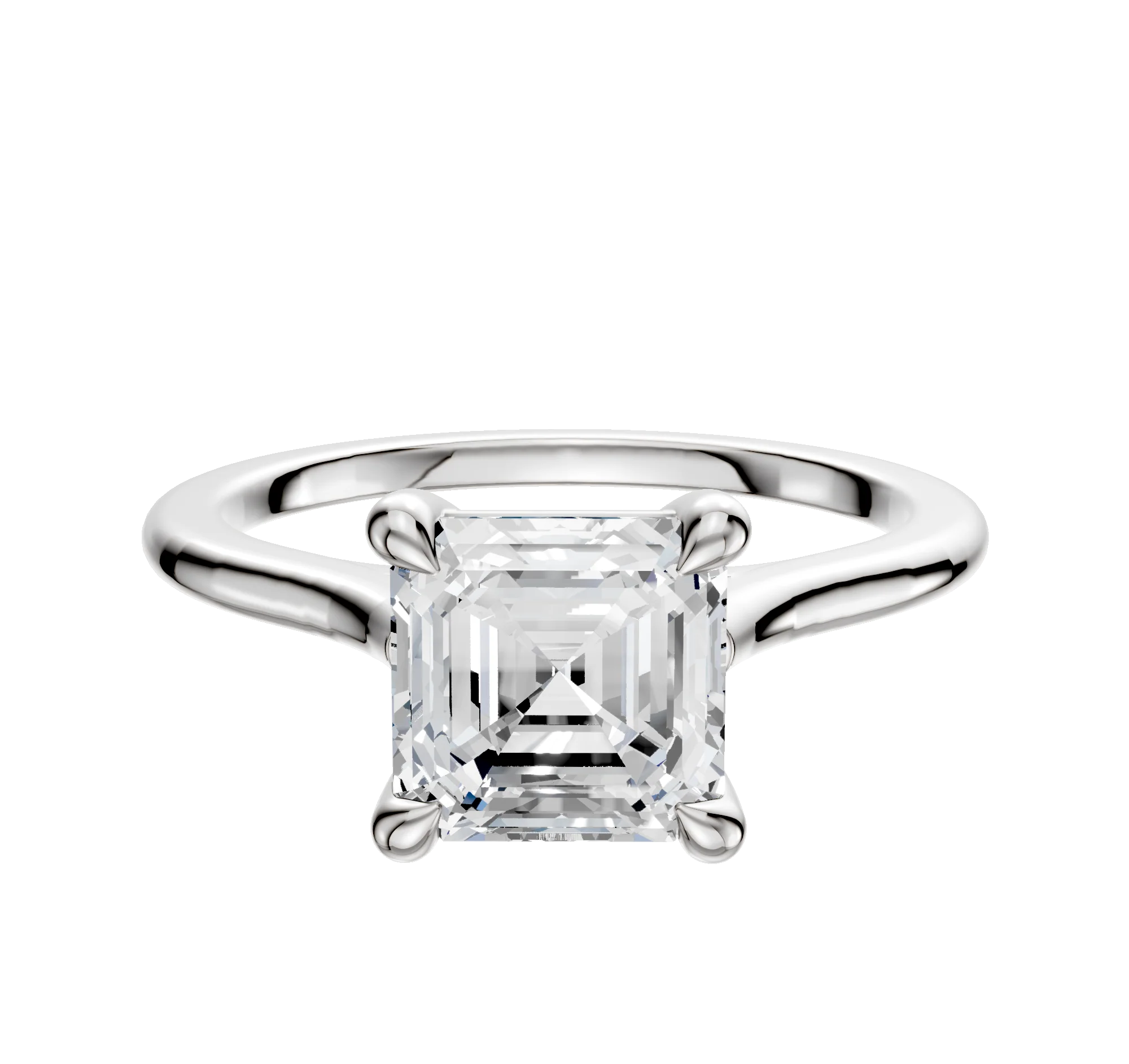 18K White Gold 4 Prong Basket Cathedral Dome 1.5mm Engagement Ring
