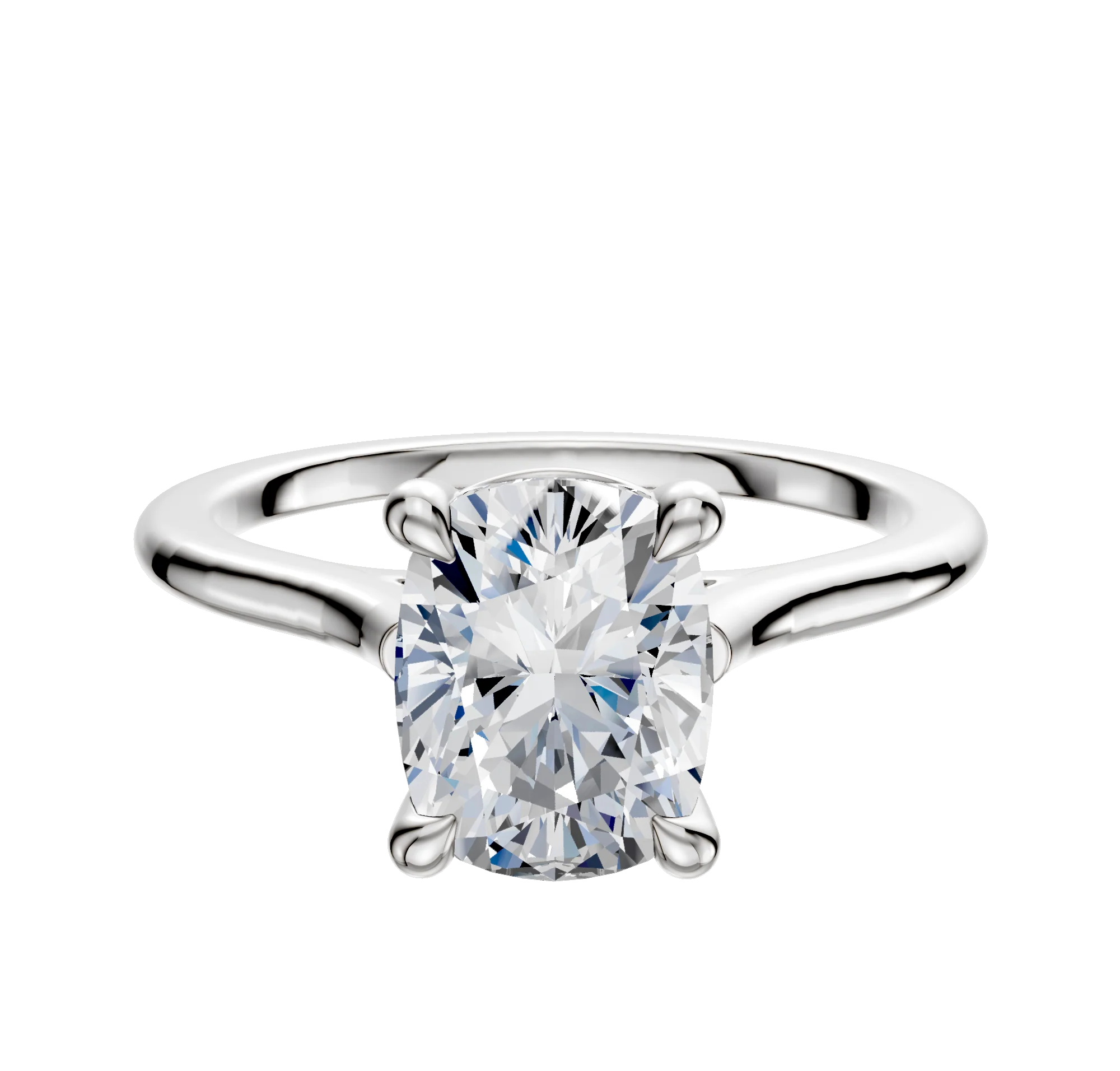 18K White Gold 4 Prong Basket Cathedral Dome 1.5mm Engagement Ring