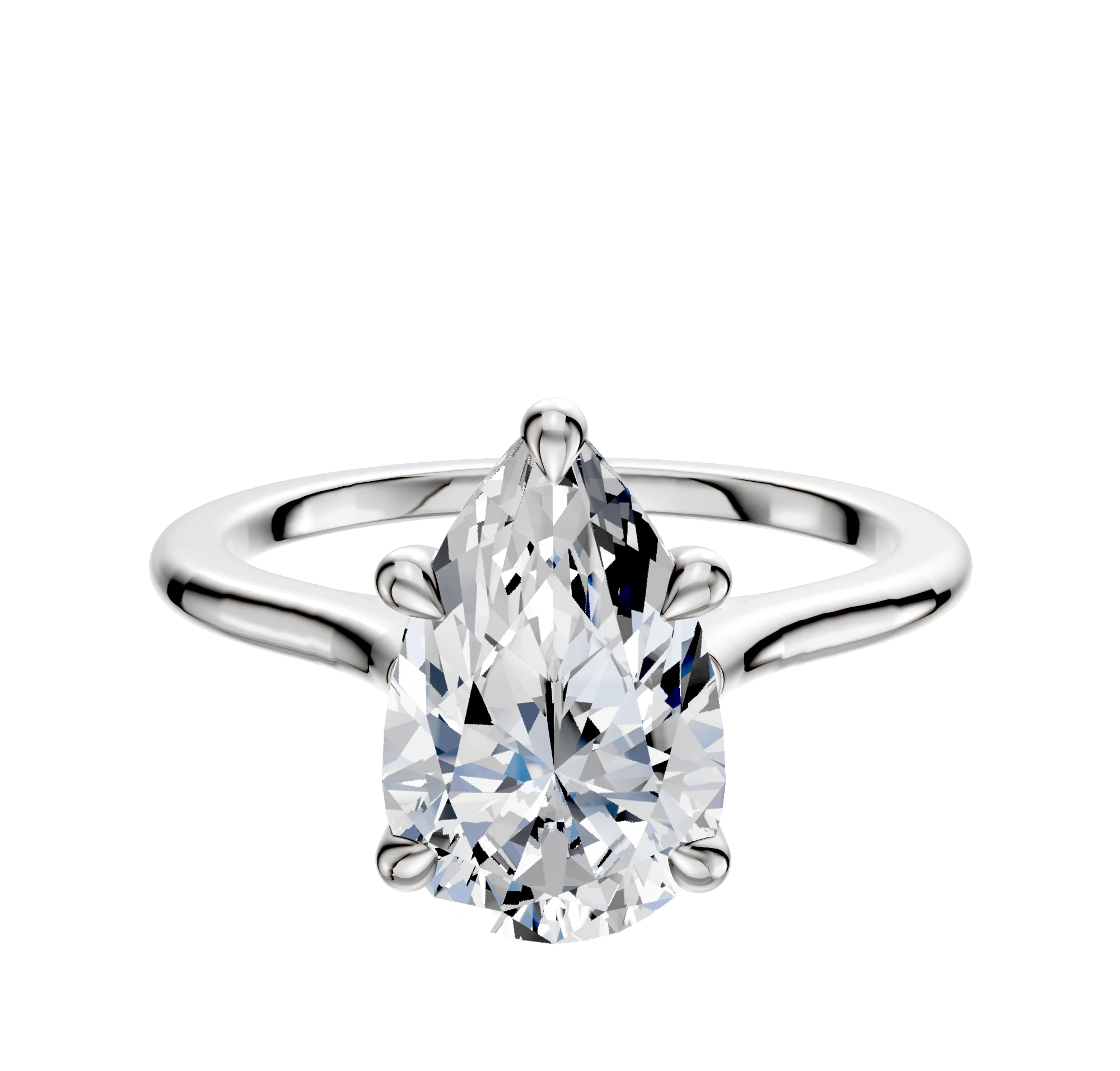 18K White Gold 4 Prong Basket Cathedral Dome 1.5mm Engagement Ring