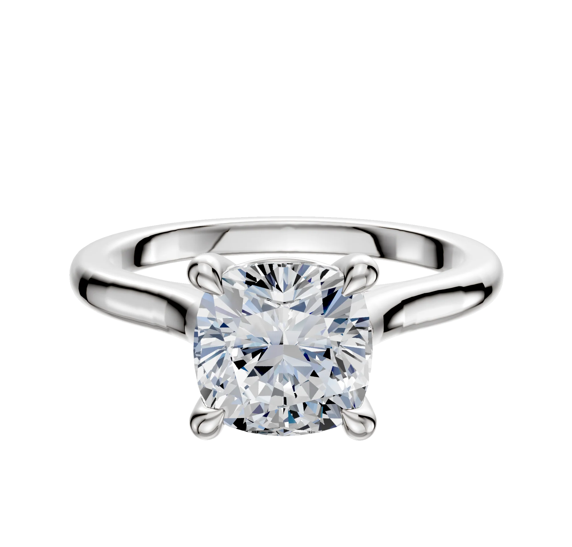 18K White Gold 4 Prong Basket Cathedral Dome 2.0mm Engagement Ring
