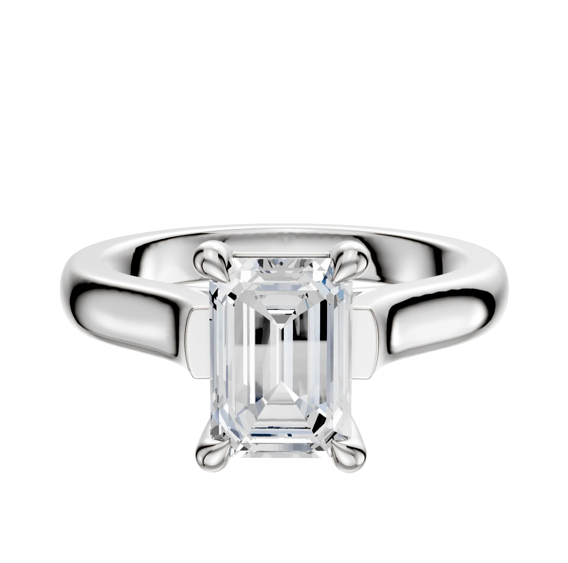 18K White Gold 4 Prong Basket Cathedral Dome 3.0mm Engagement Ring