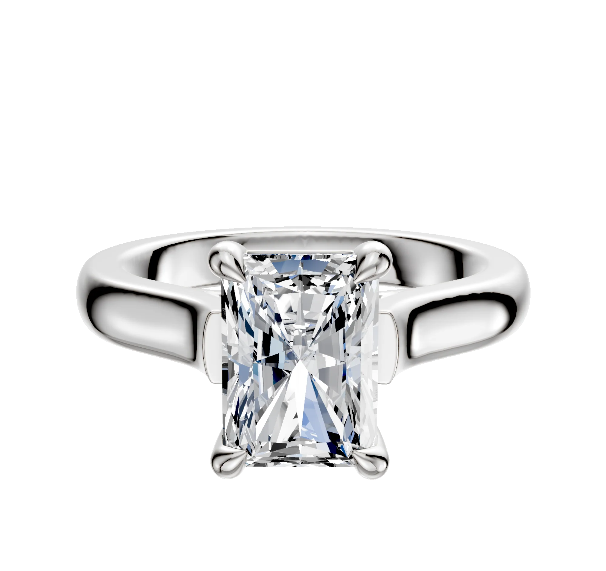 18K White Gold 4 Prong Basket Cathedral Dome 3.0mm Engagement Ring