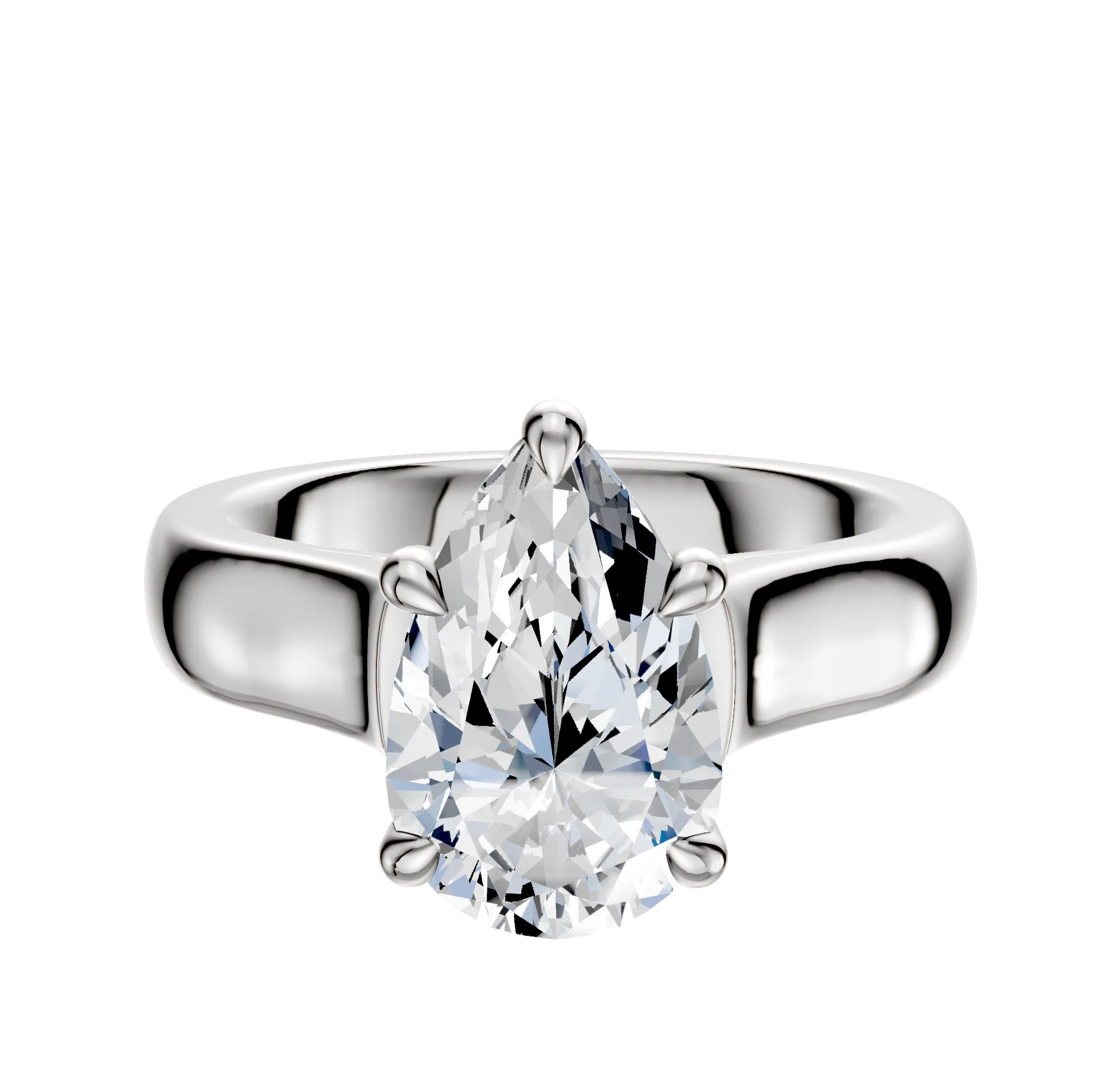 18K White Gold 4 Prong Basket Cathedral Dome 4.0mm Engagement Ring