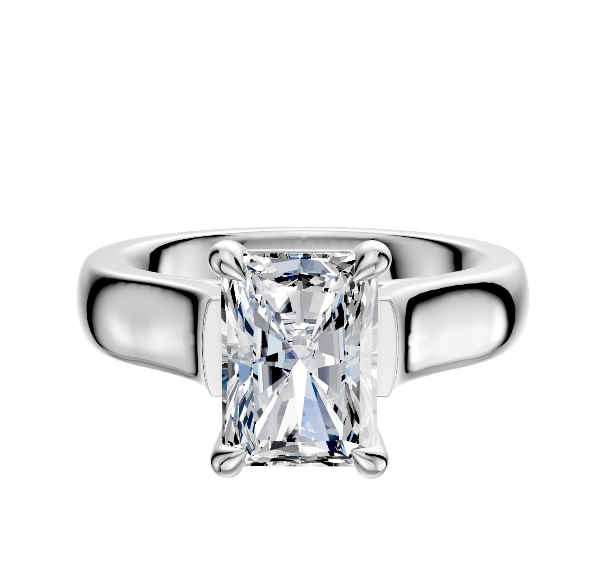 18K White Gold 4 Prong Basket Cathedral Dome 4.0mm Engagement Ring