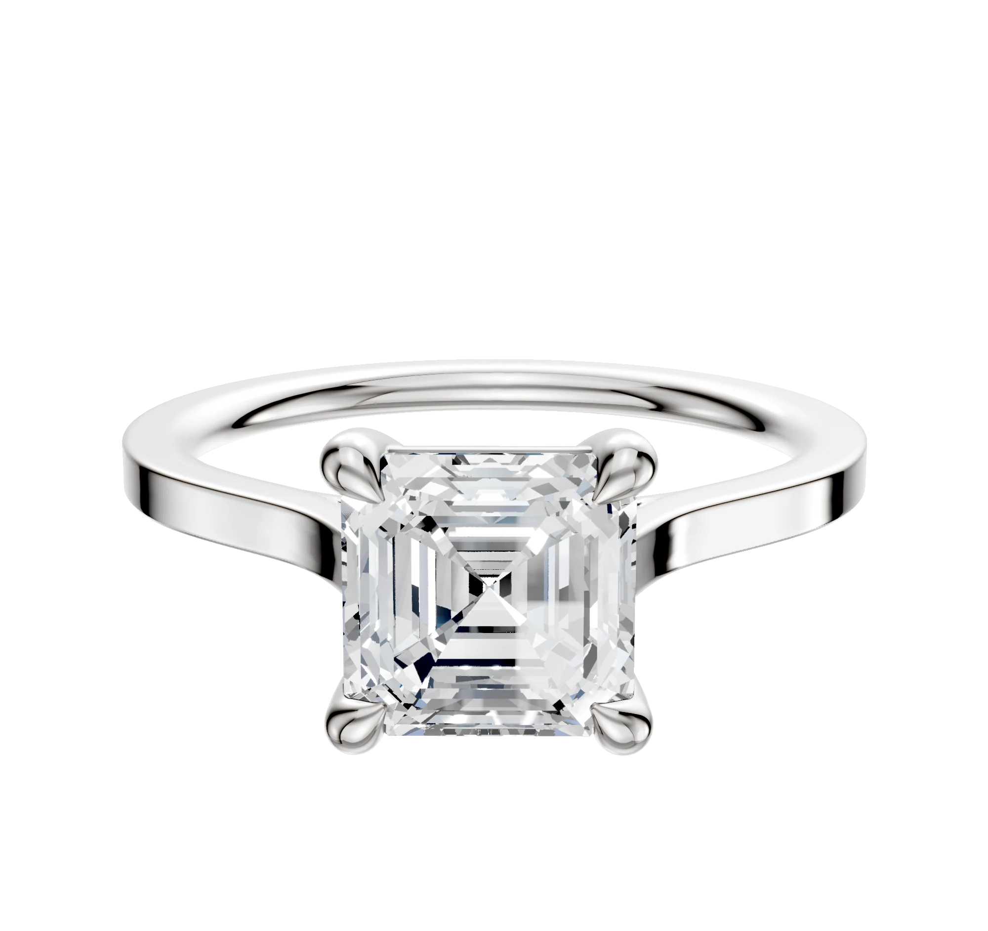 18K White Gold 4 Prong Basket Cathedral Flat 1.5mm Engagement Ring