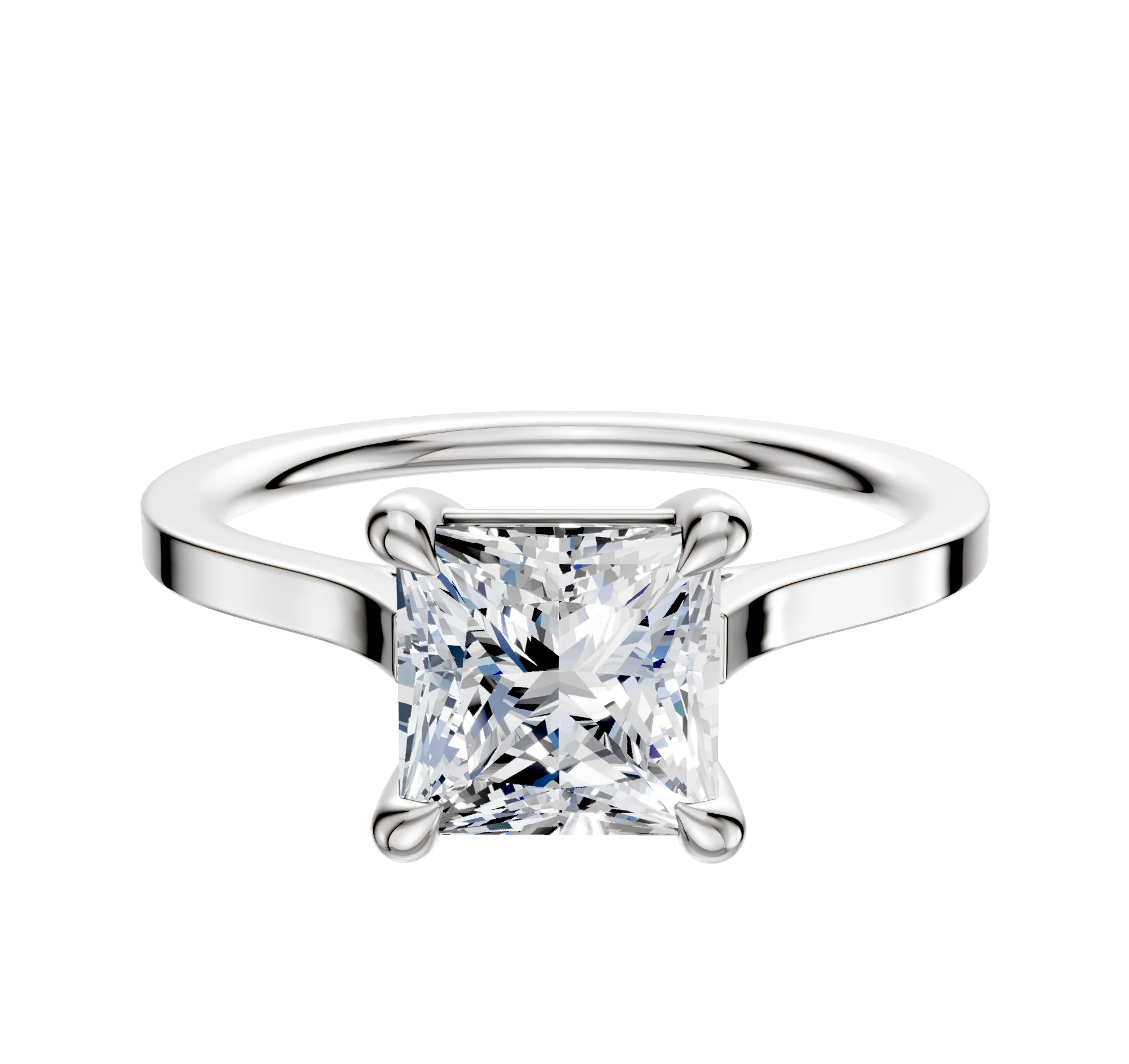 18K White Gold 4 Prong Basket Cathedral Flat 1.5mm Engagement Ring