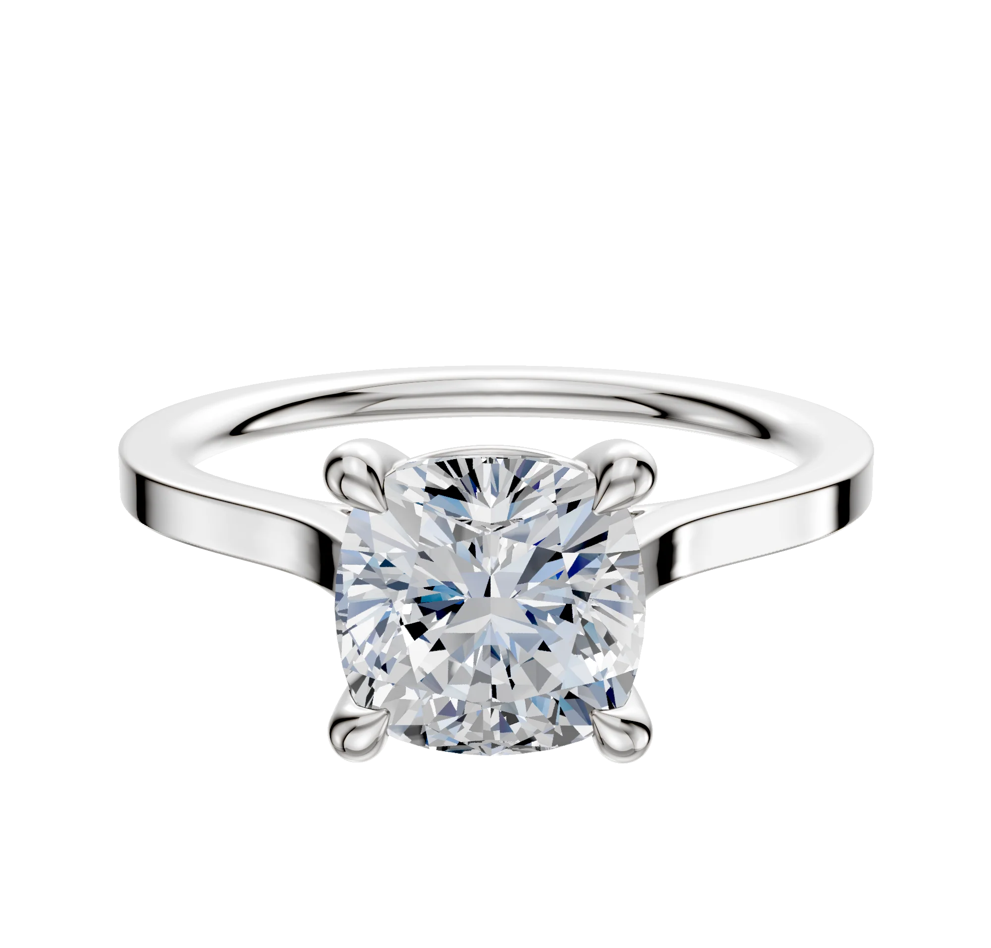 18K White Gold 4 Prong Basket Cathedral Flat 1.5mm Engagement Ring