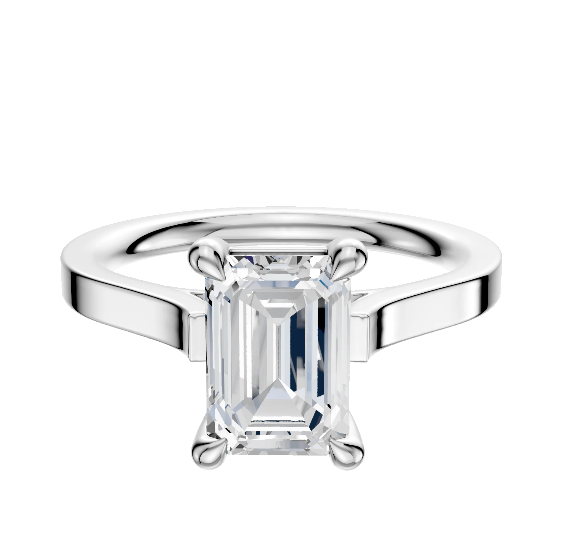 18K White Gold 4 Prong Basket Cathedral Flat 2.0mm Engagement Ring
