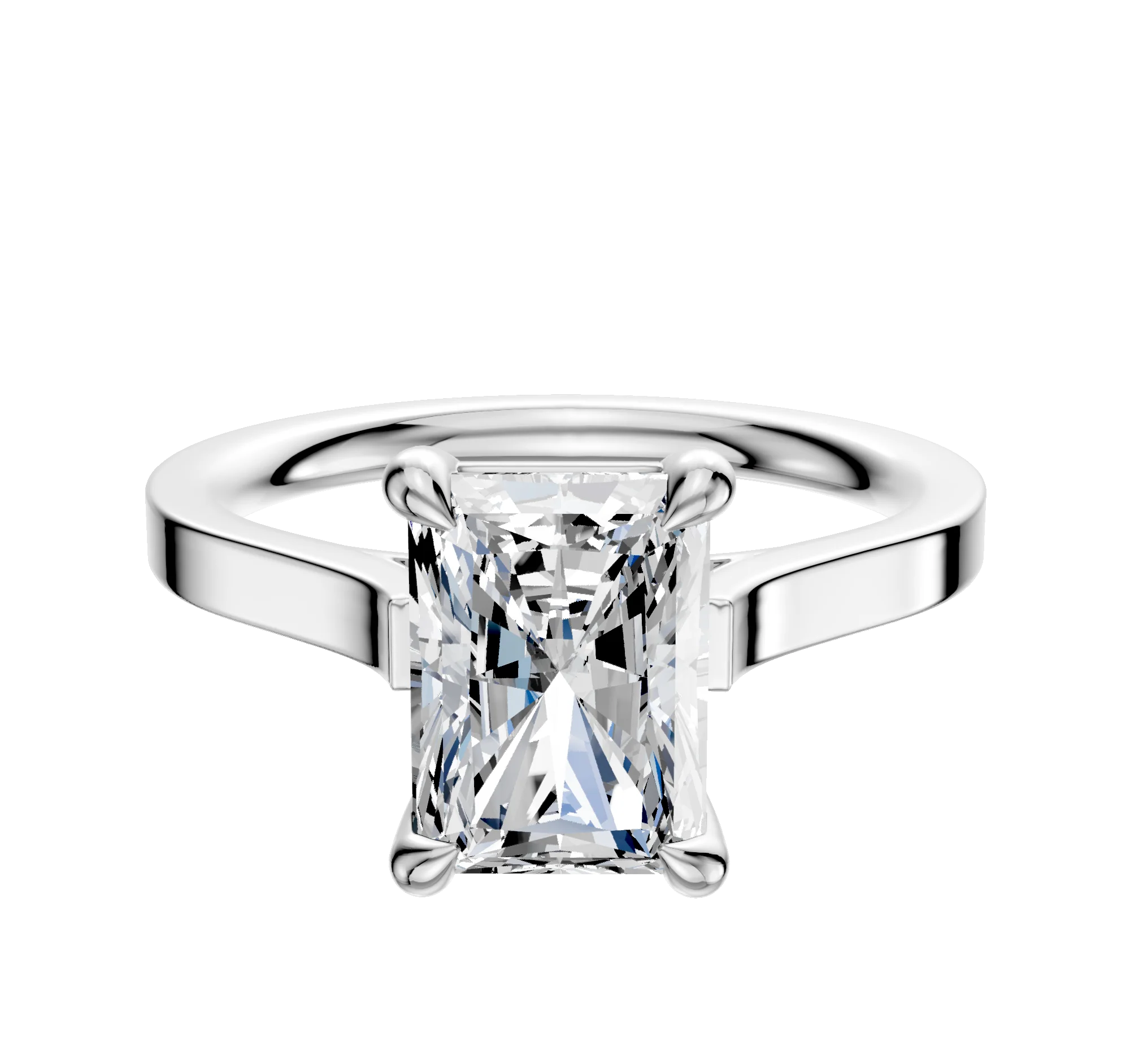 18K White Gold 4 Prong Basket Cathedral Flat 2.0mm Engagement Ring
