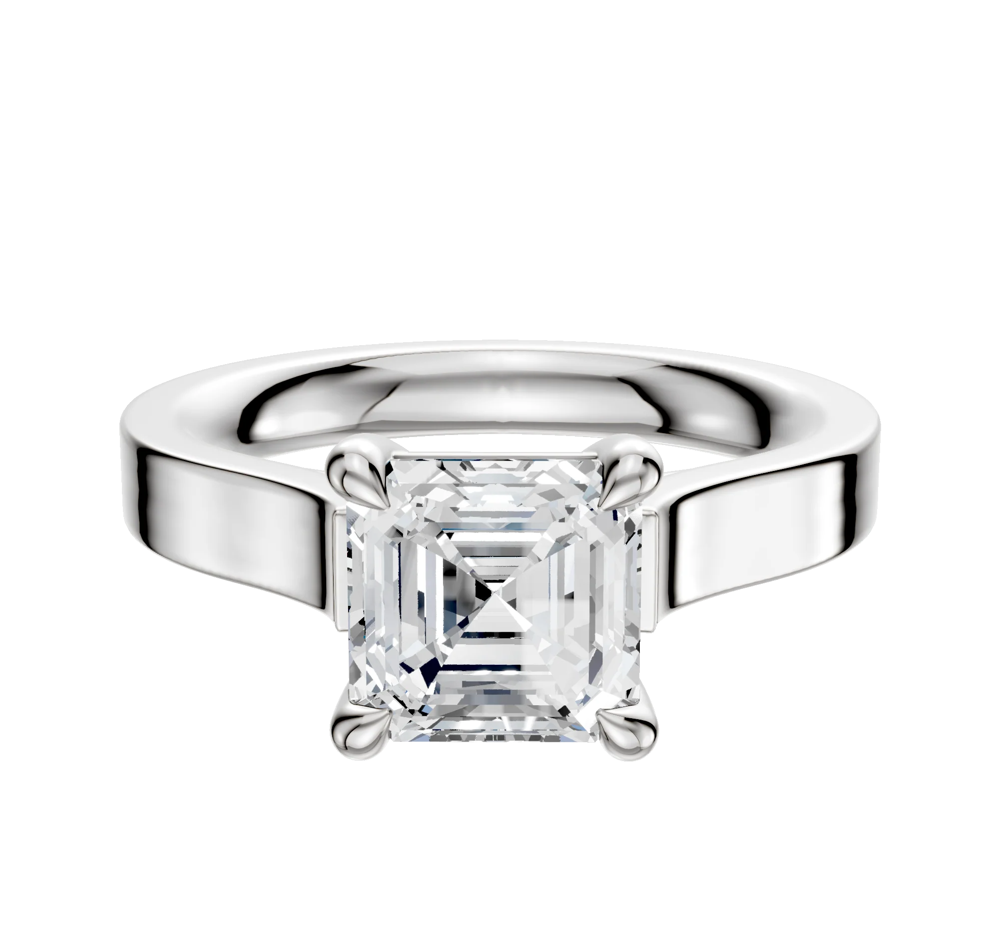 18K White Gold 4 Prong Basket Cathedral Flat 3.0mm Engagement Ring