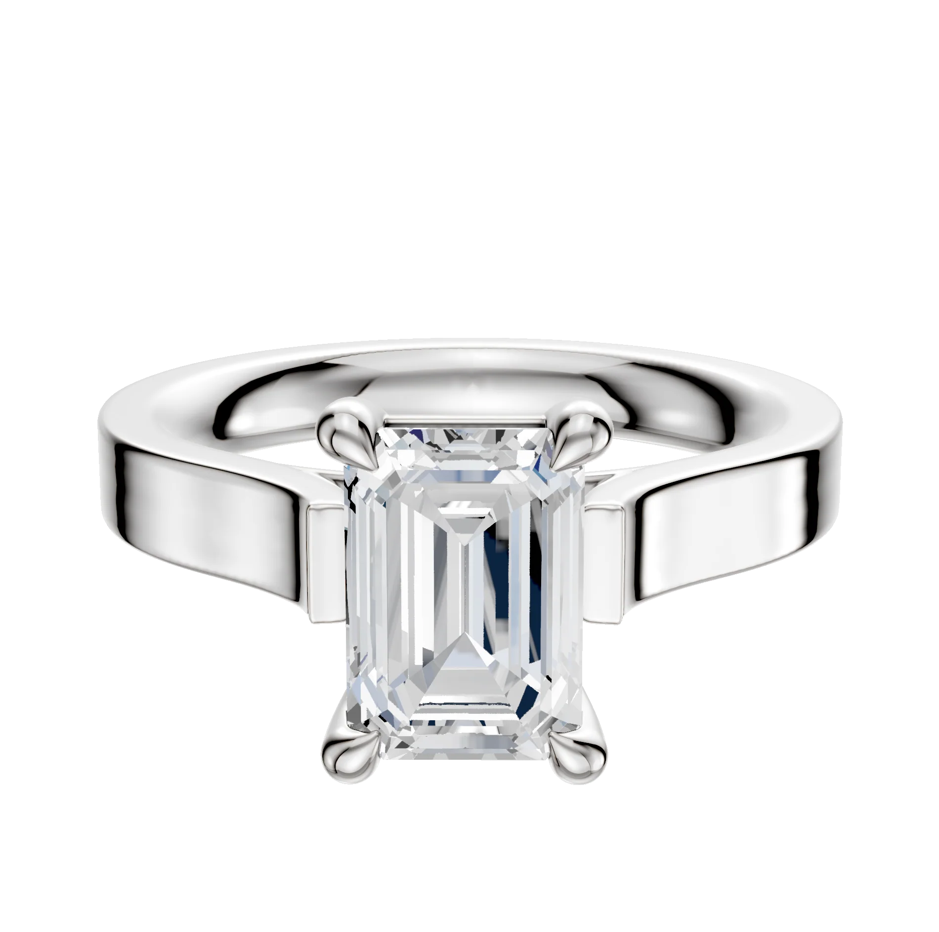 18K White Gold 4 Prong Basket Cathedral Flat 3.0mm Engagement Ring