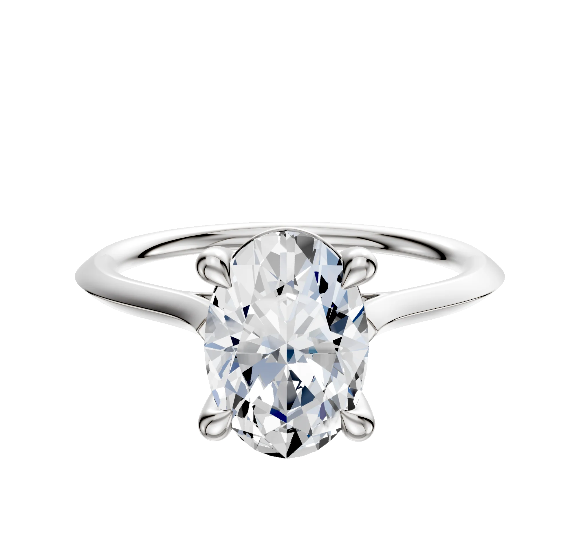 18K White Gold 4 Prong Basket Cathedral Knife Edge 1.5mm Engagement Ring