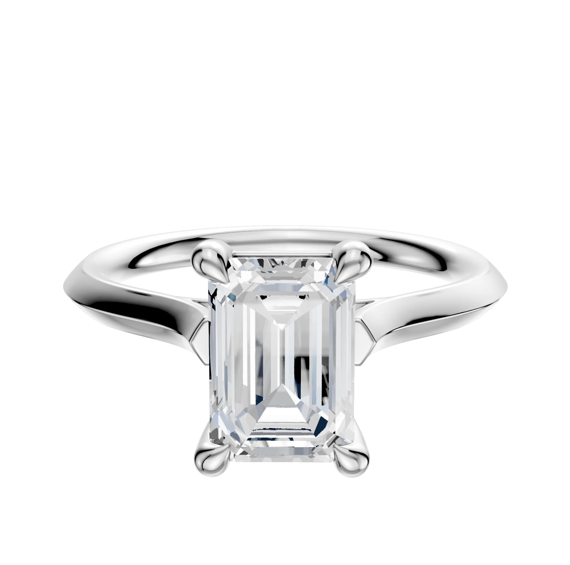 18K White Gold 4 Prong Basket Cathedral Knife Edge 2.0mm Engagement Ring