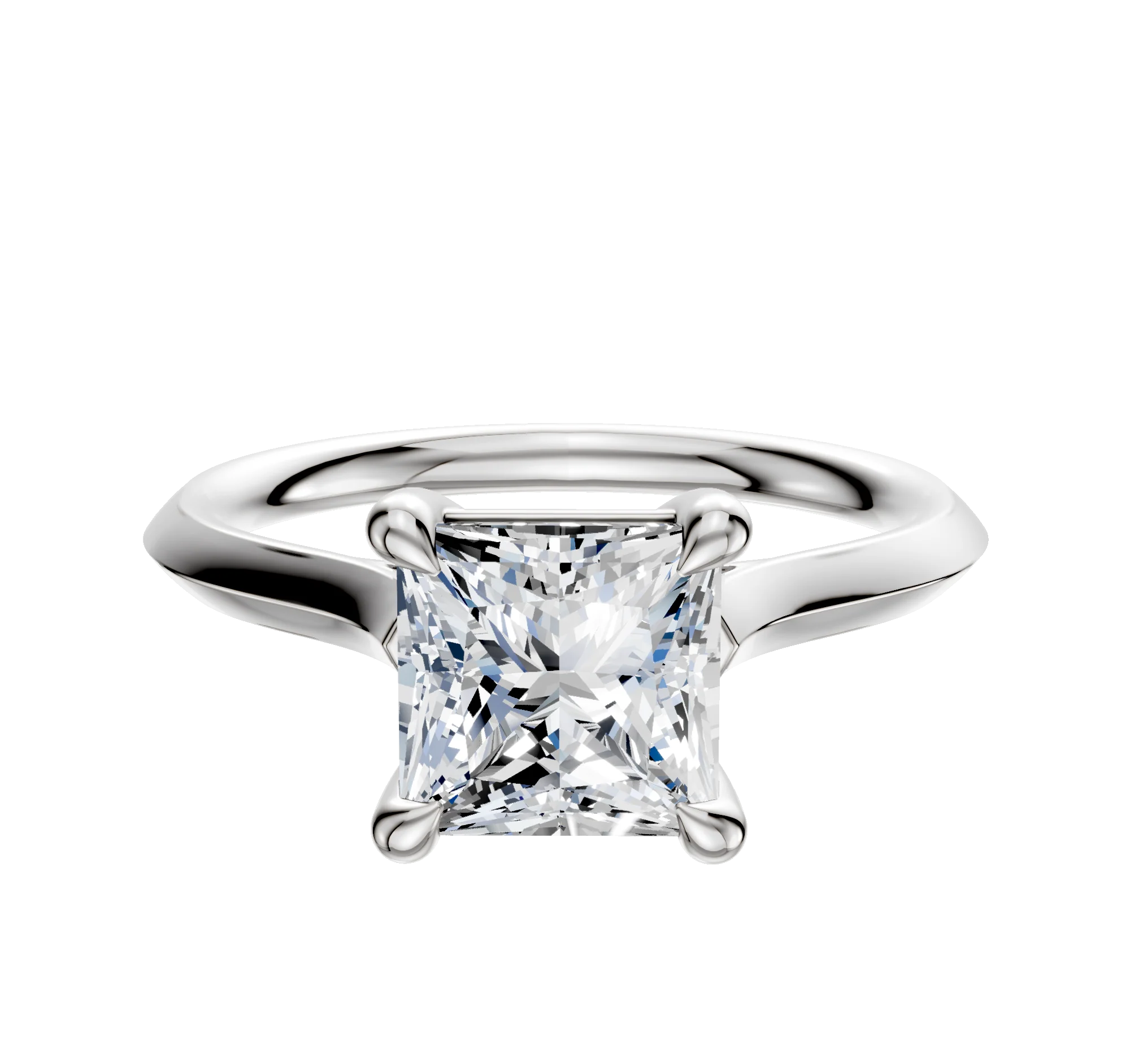18K White Gold 4 Prong Basket Cathedral Knife Edge 2.0mm Engagement Ring