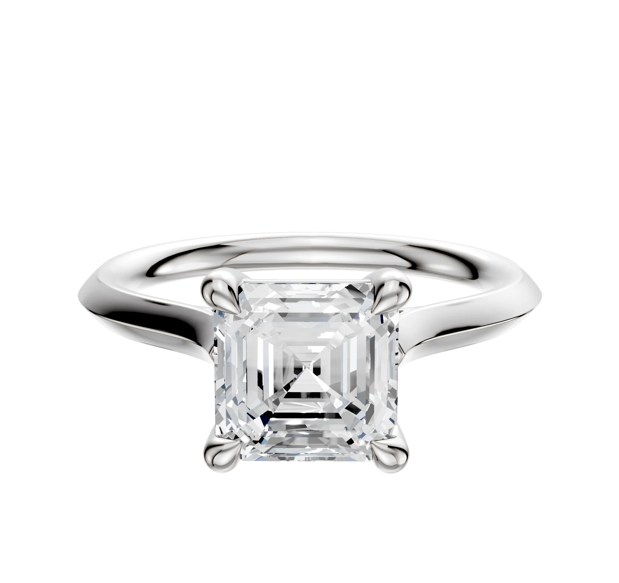 18K White Gold 4 Prong Basket Cathedral Knife Edge 2.0mm Engagement Ring