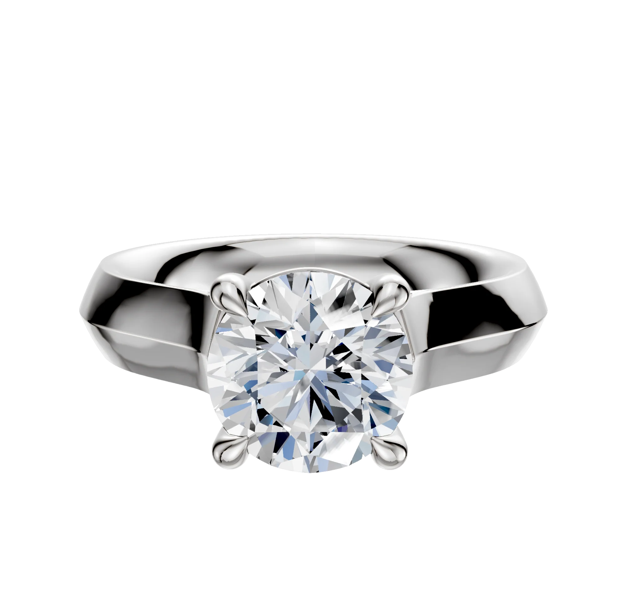 18K White Gold 4 Prong Basket Cathedral Knife Edge 4.0mm Engagement Ring