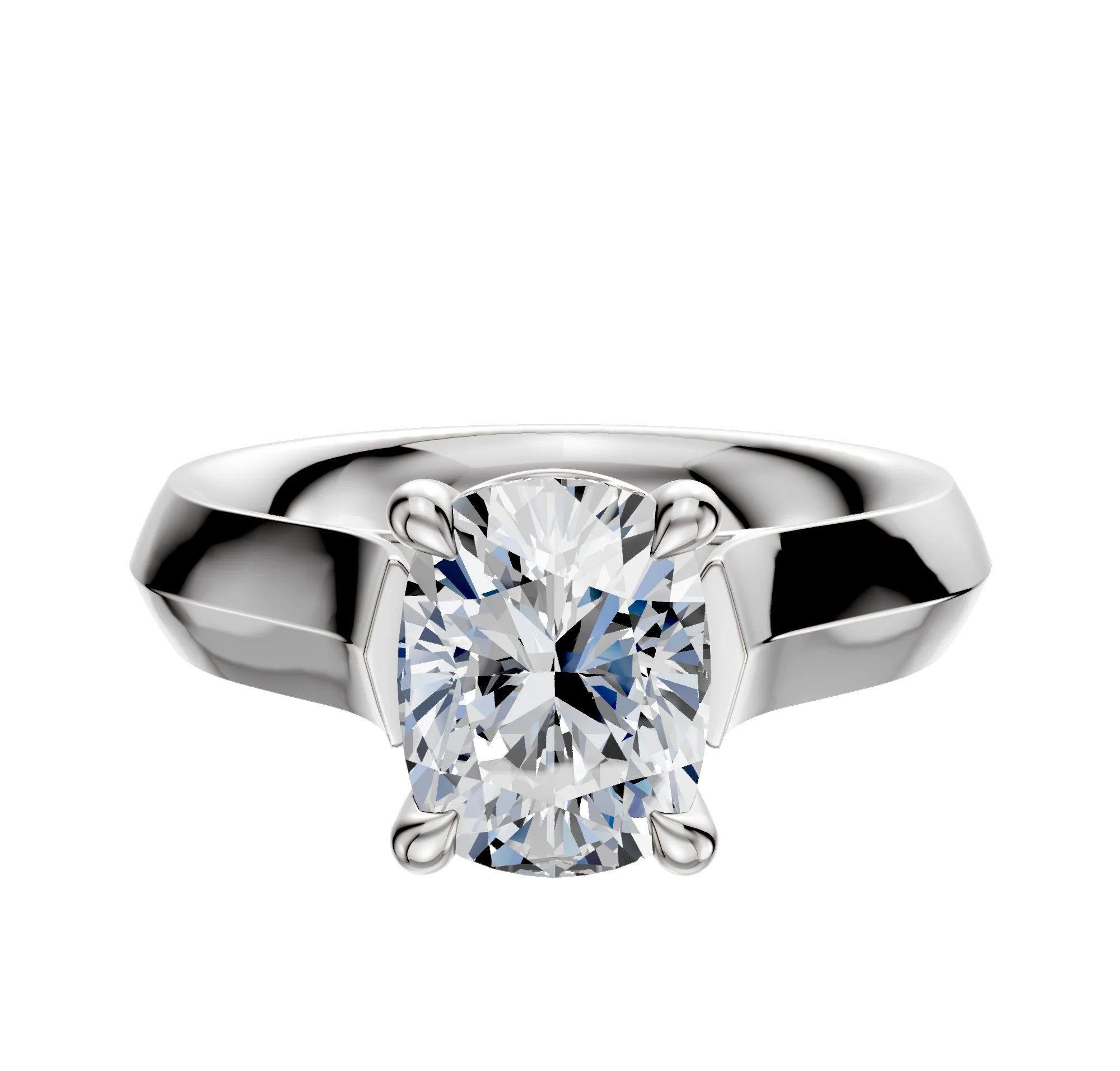 18K White Gold 4 Prong Basket Cathedral Knife Edge 4.0mm Engagement Ring