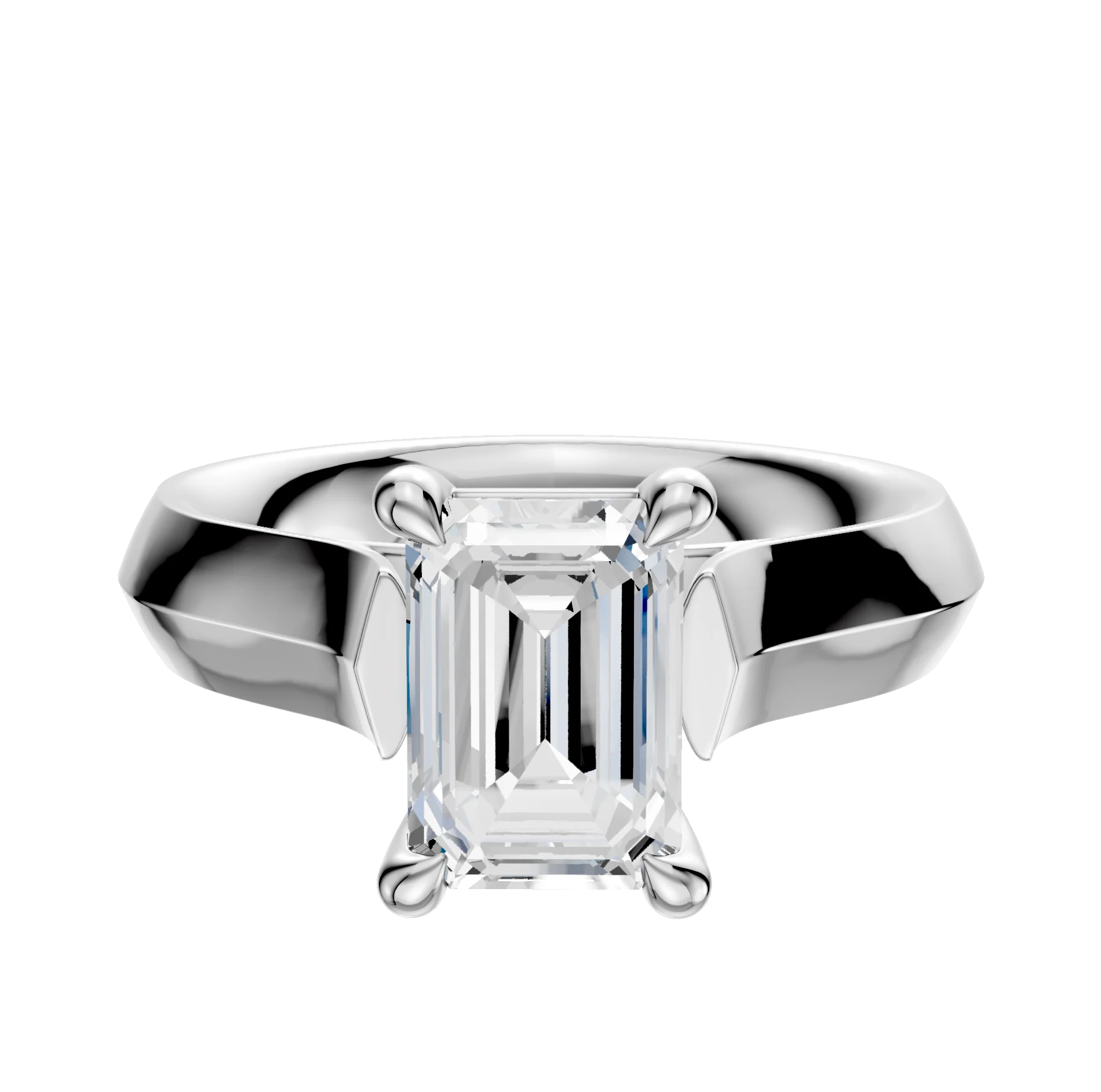 18K White Gold 4 Prong Basket Cathedral Knife Edge 4.0mm Engagement Ring