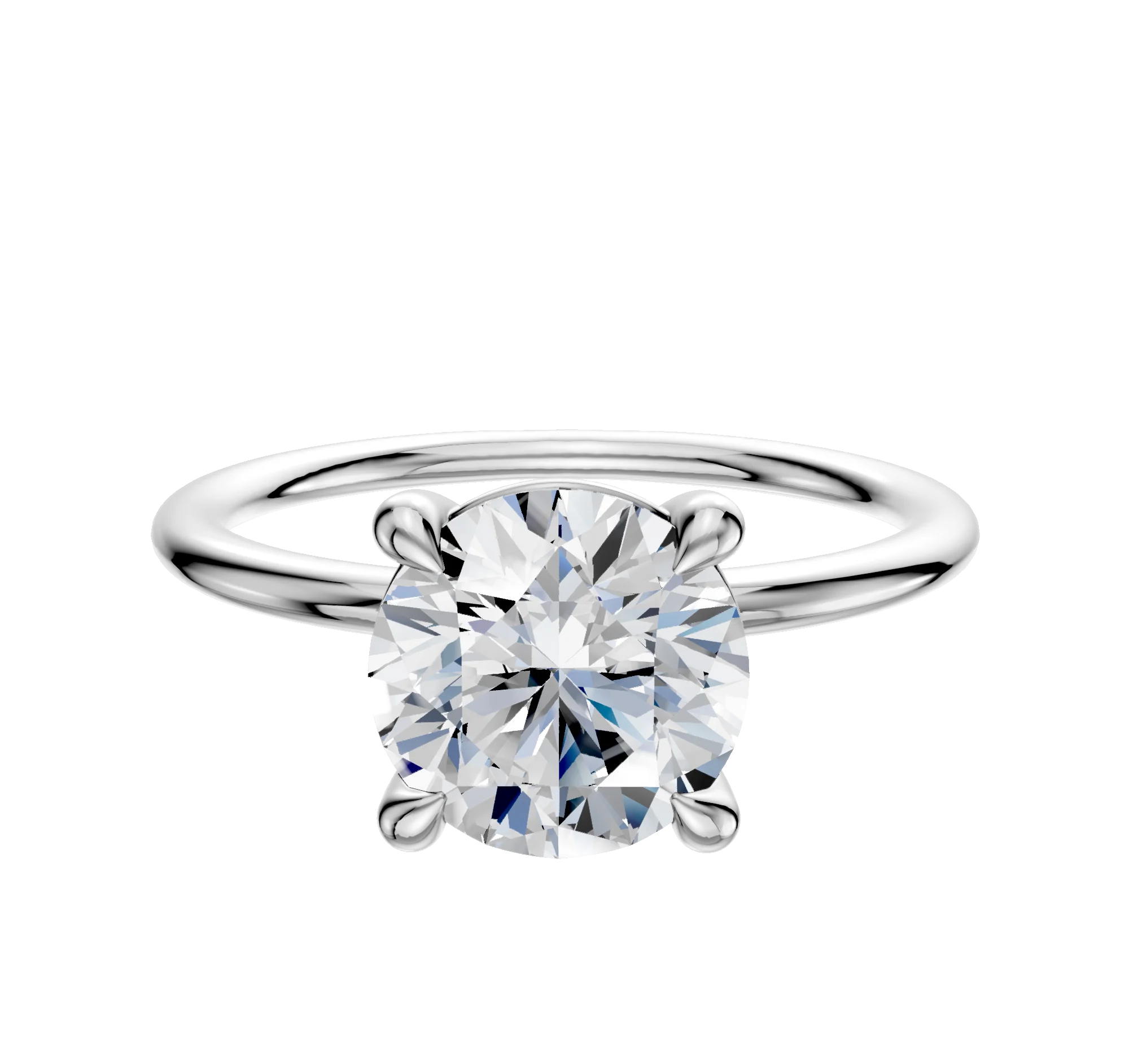 18K White Gold 4 Prong Basket Classic Dome 1.5mm Engagement Ring