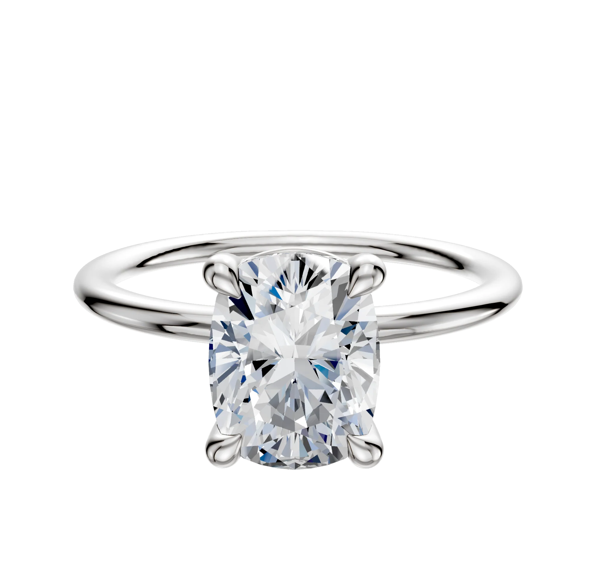 18K White Gold 4 Prong Basket Classic Dome 1.5mm Engagement Ring