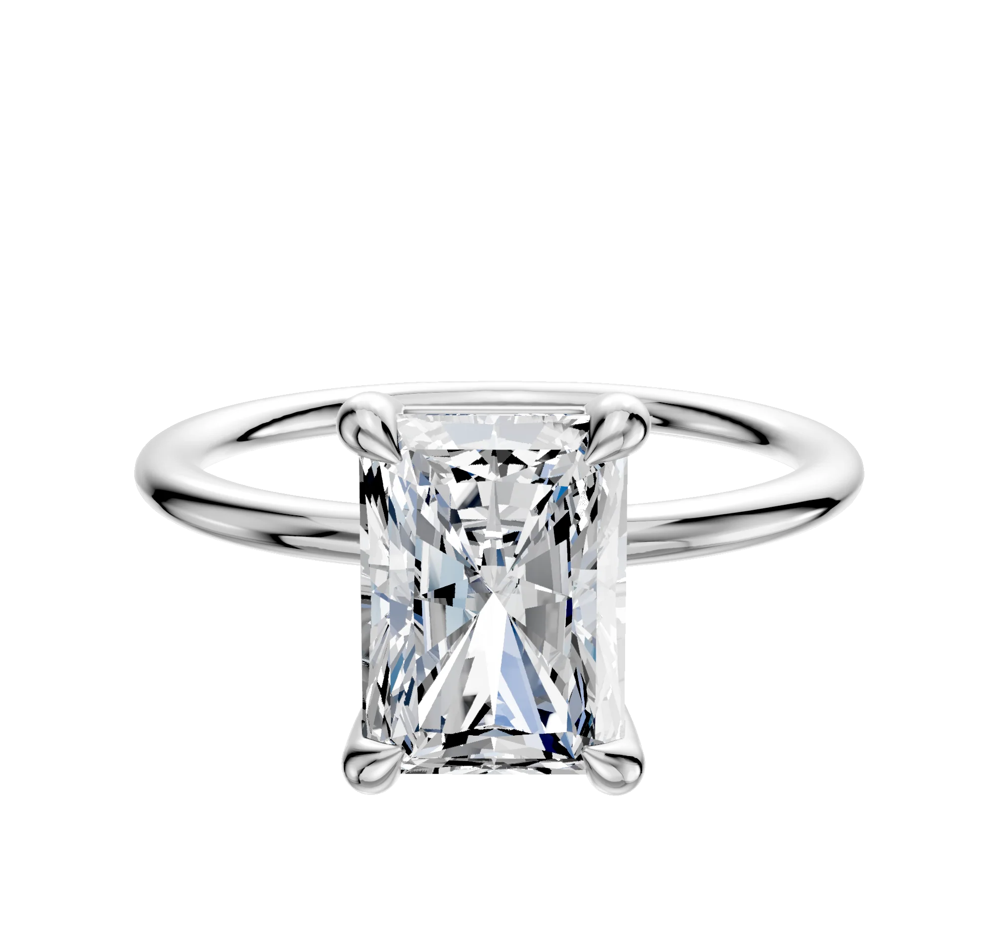 18K White Gold 4 Prong Basket Classic Dome 1.5mm Engagement Ring