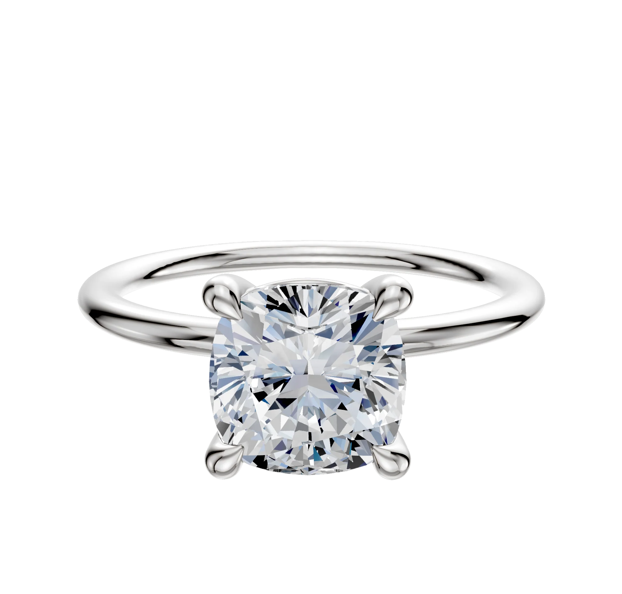 18K White Gold 4 Prong Basket Classic Dome 1.5mm Engagement Ring