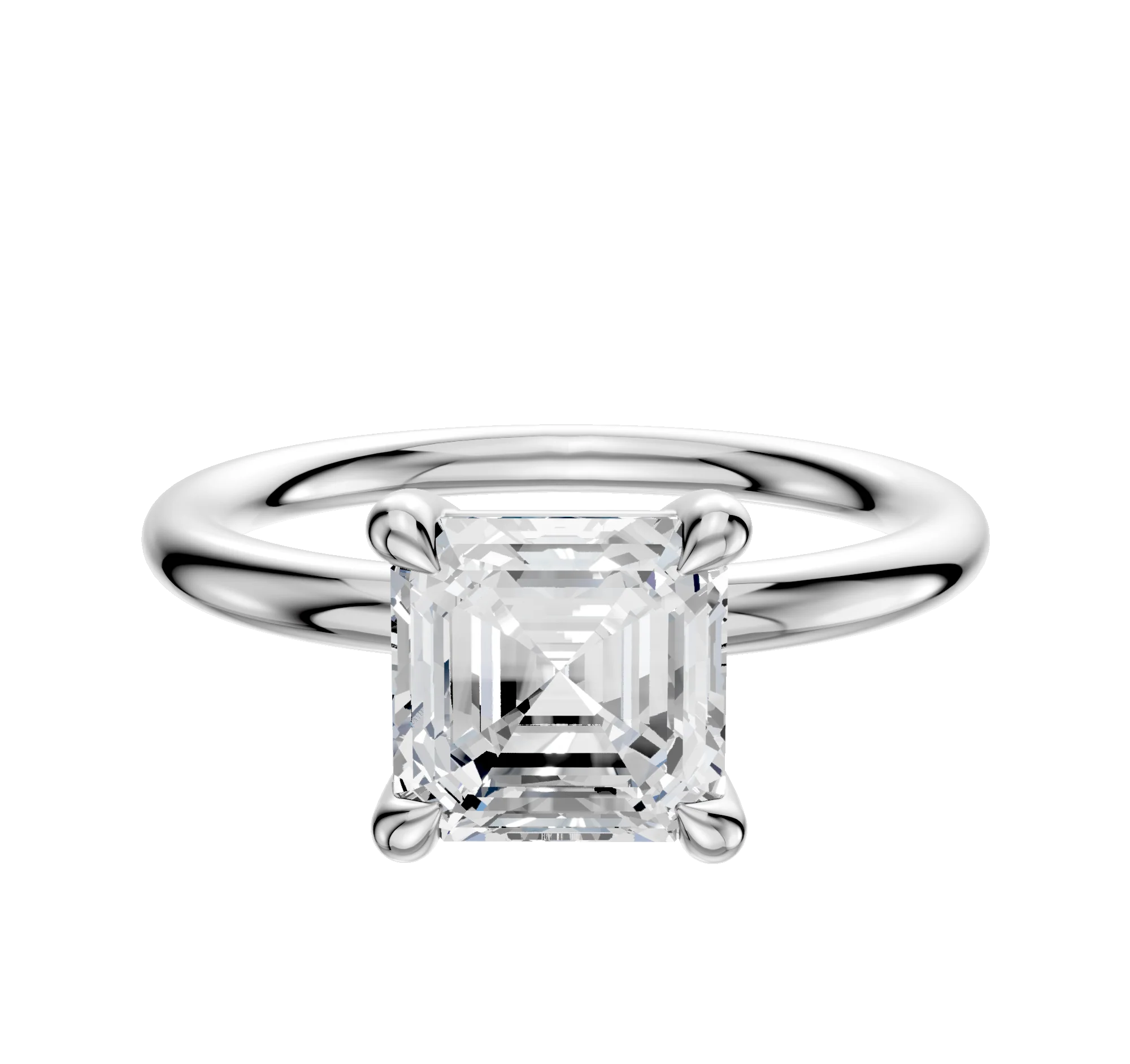 18K White Gold 4 Prong Basket Classic Dome 2.0mm Engagement Ring