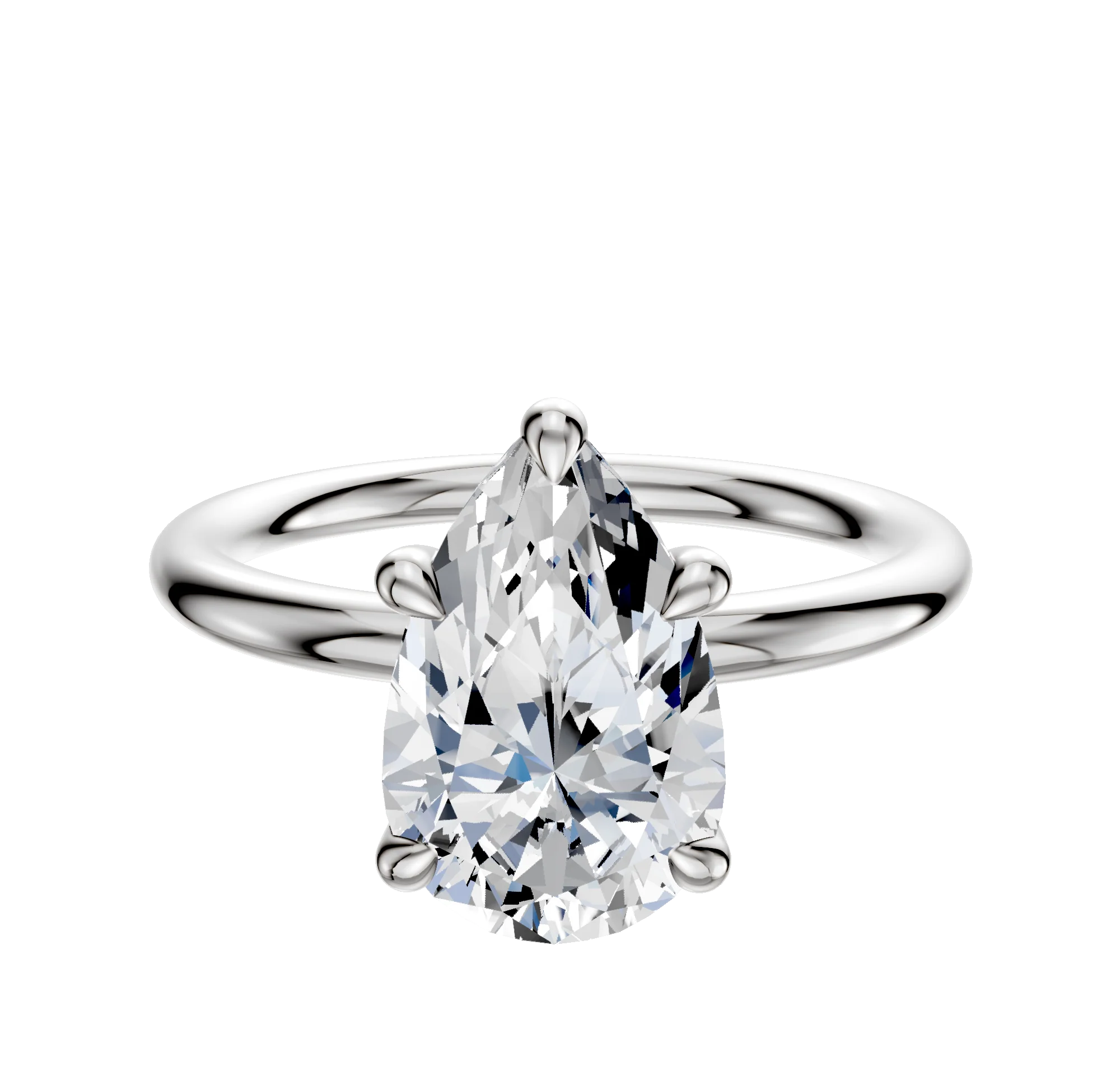 18K White Gold 4 Prong Basket Classic Dome 2.0mm Engagement Ring