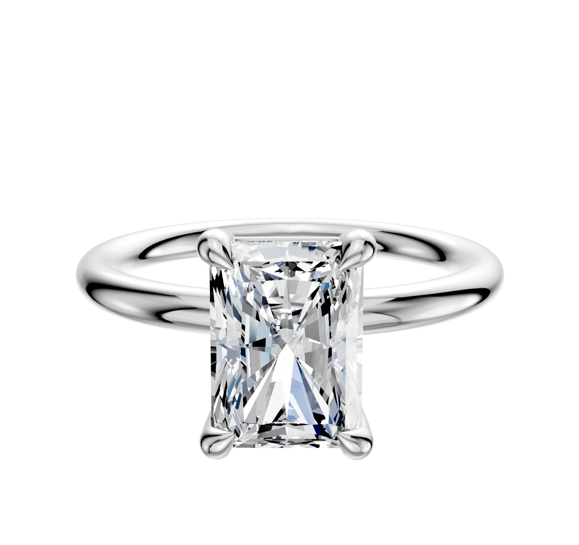 18K White Gold 4 Prong Basket Classic Dome 2.0mm Engagement Ring