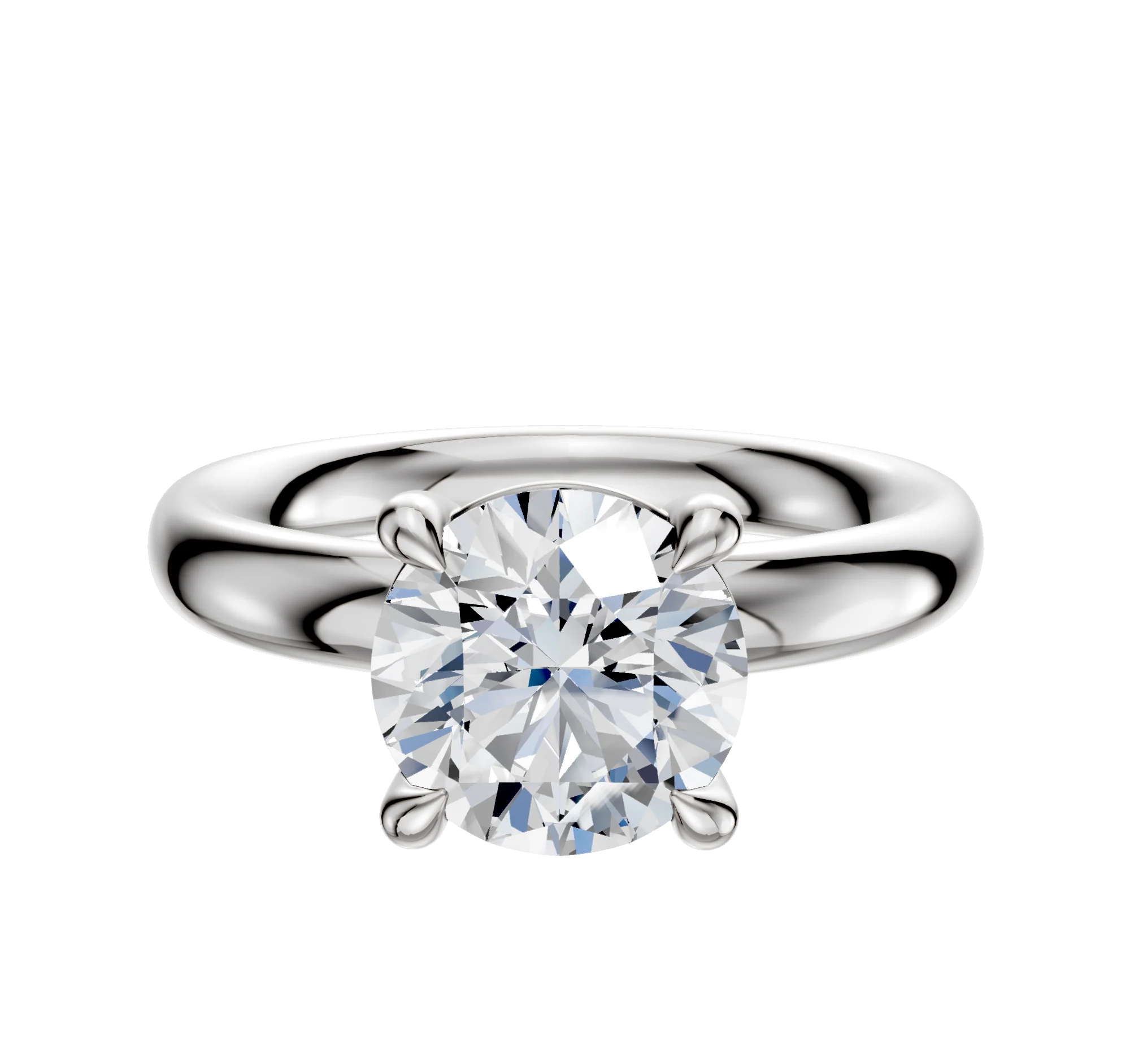 18K White Gold 4 Prong Basket Classic Dome 3.0mm Engagement Ring