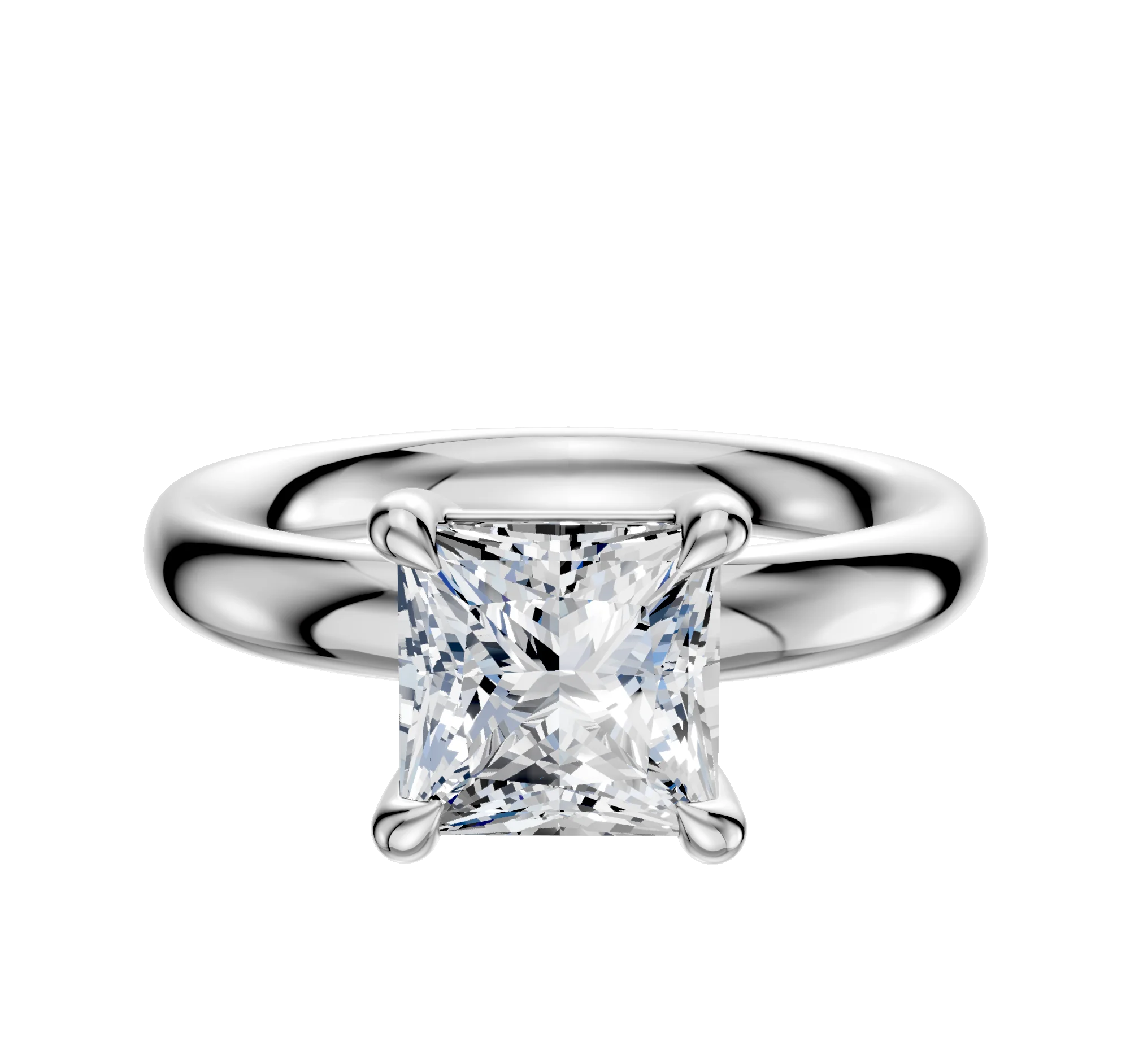 18K White Gold 4 Prong Basket Classic Dome 3.0mm Engagement Ring