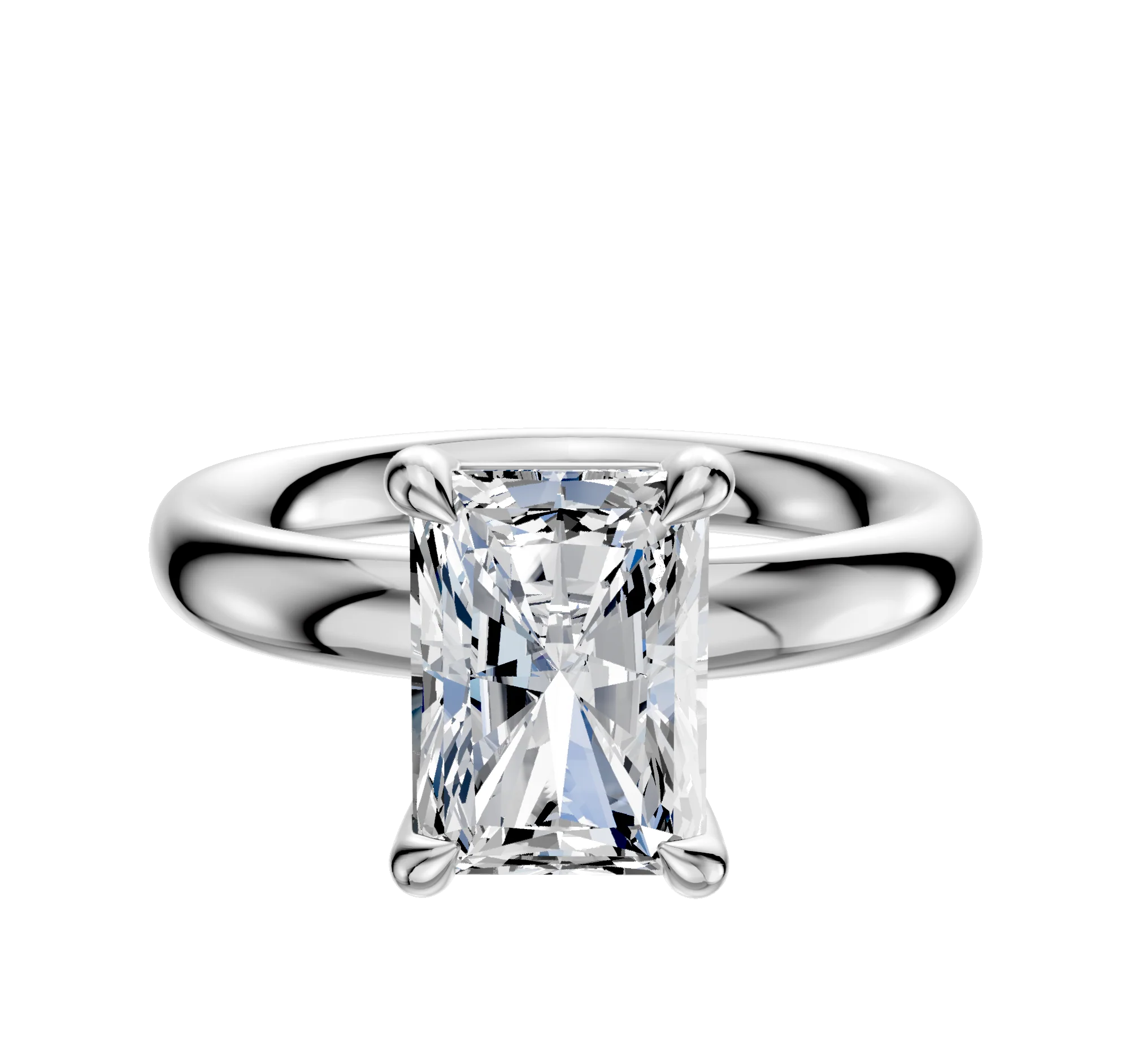 18K White Gold 4 Prong Basket Classic Dome 3.0mm Engagement Ring