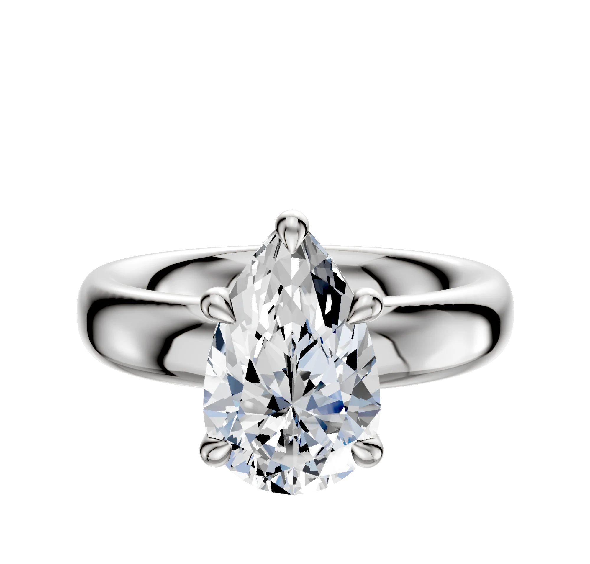 18K White Gold 4 Prong Basket Classic Dome 4.0mm Engagement Ring