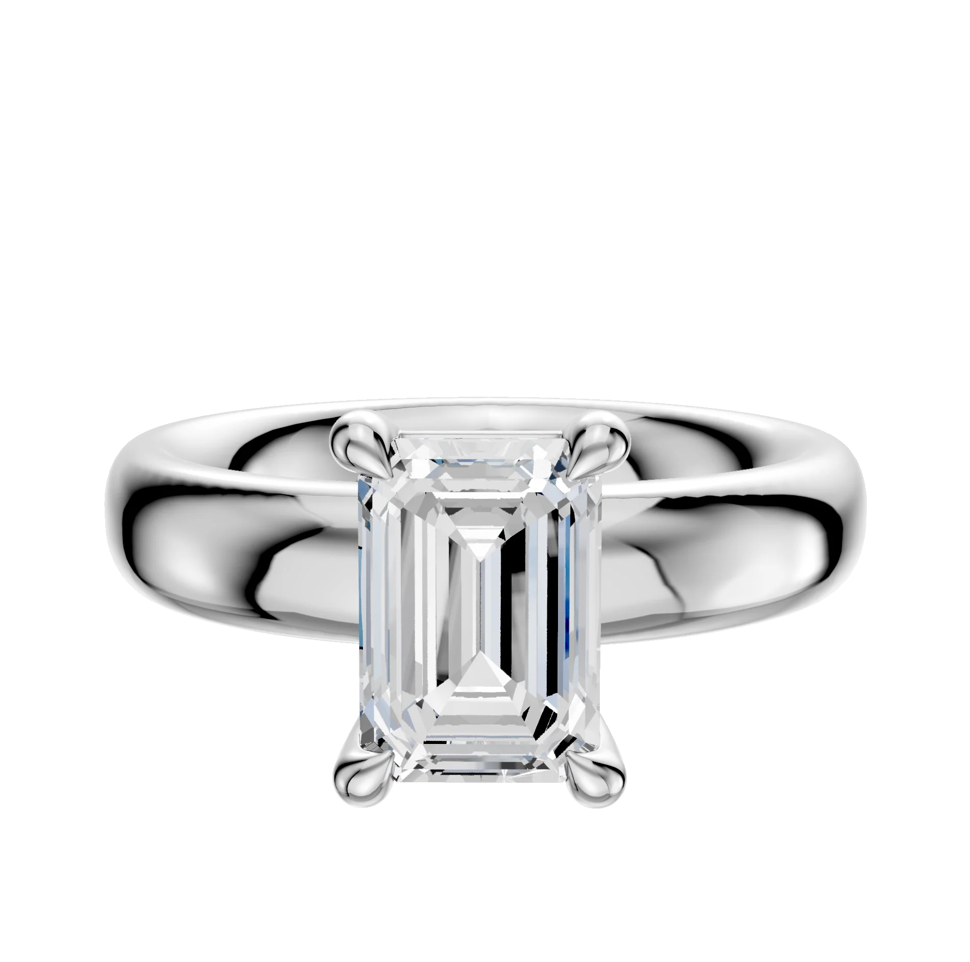 18K White Gold 4 Prong Basket Classic Dome 4.0mm Engagement Ring