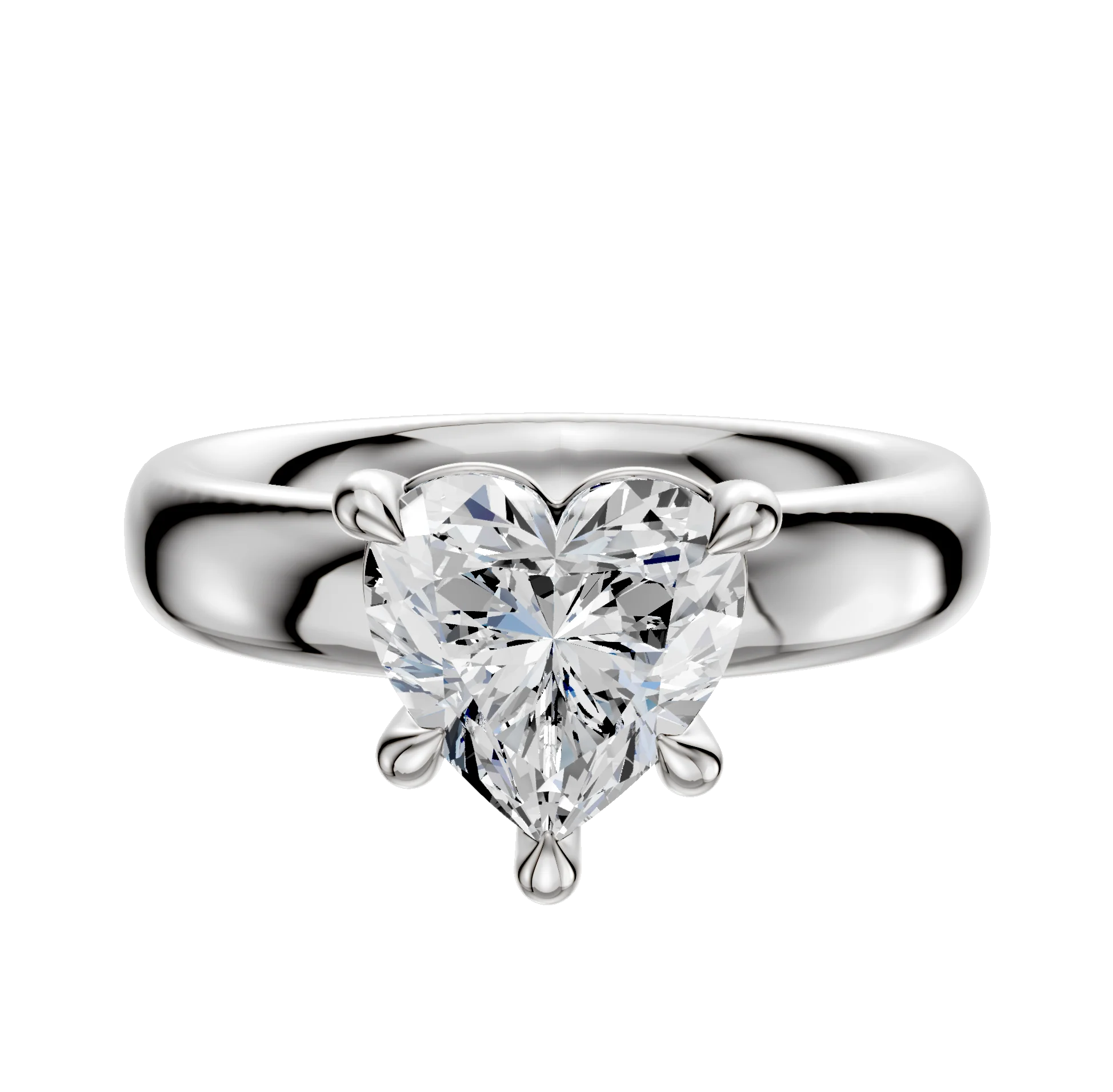 18K White Gold 4 Prong Basket Classic Dome 4.0mm Engagement Ring