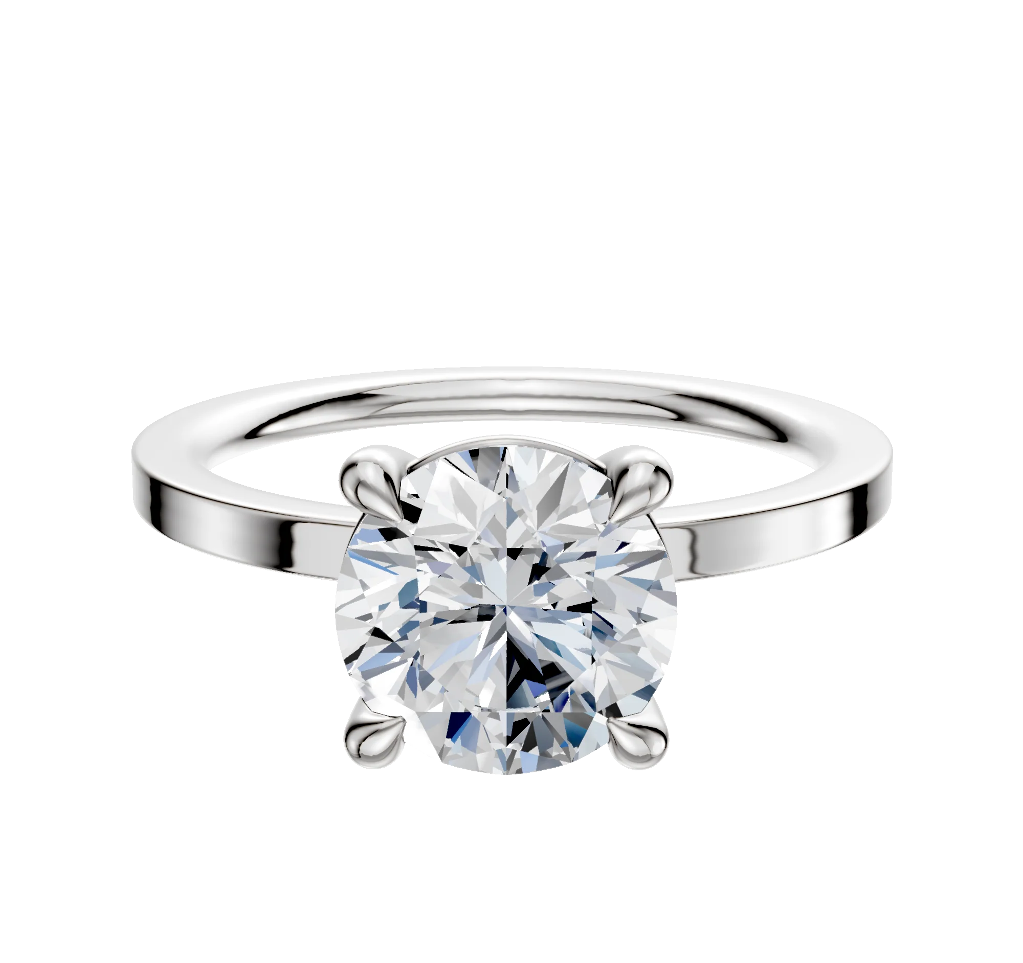 18K White Gold 4 Prong Basket Classic Flat 1.5mm Engagement Ring