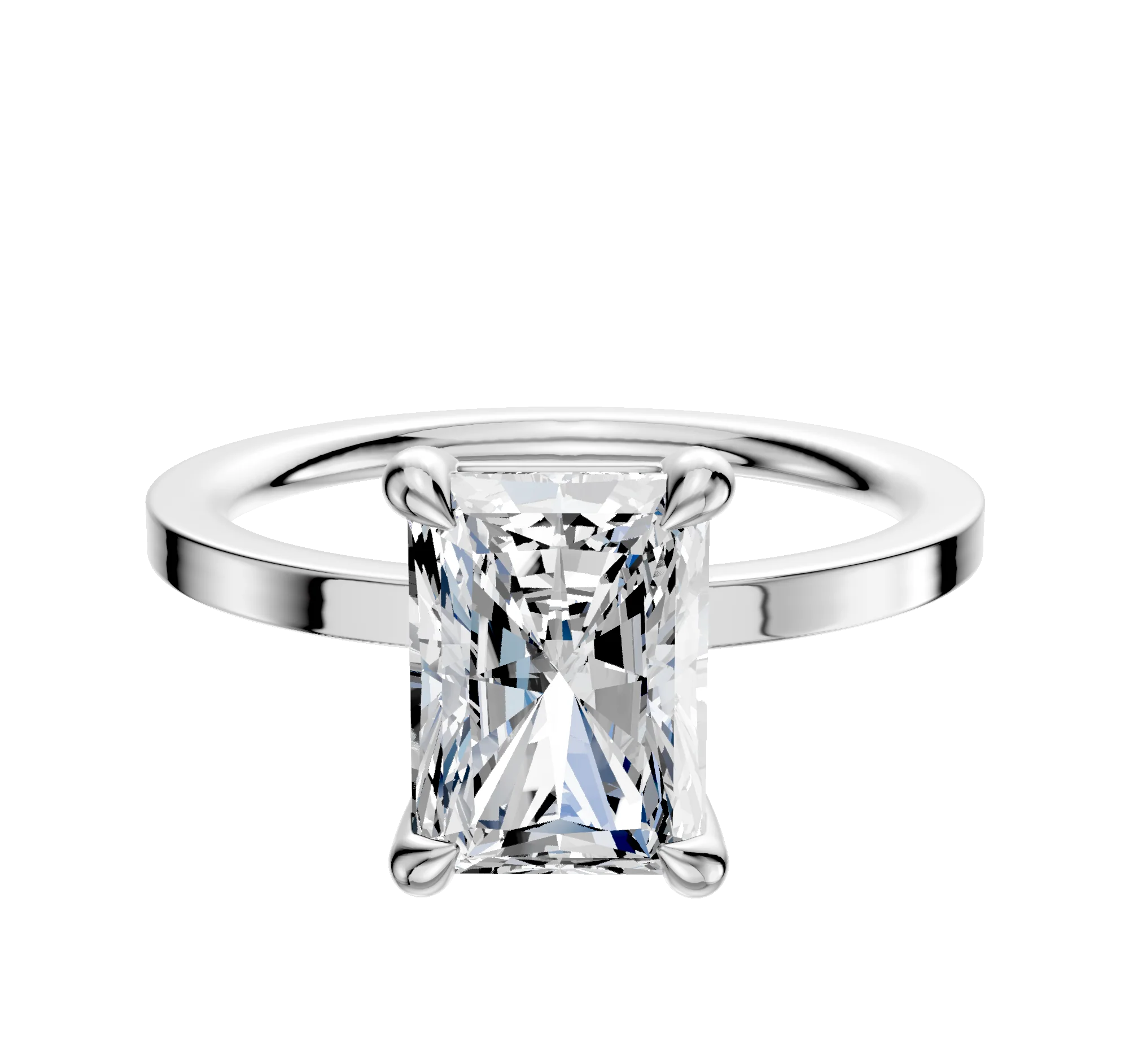18K White Gold 4 Prong Basket Classic Flat 1.5mm Engagement Ring