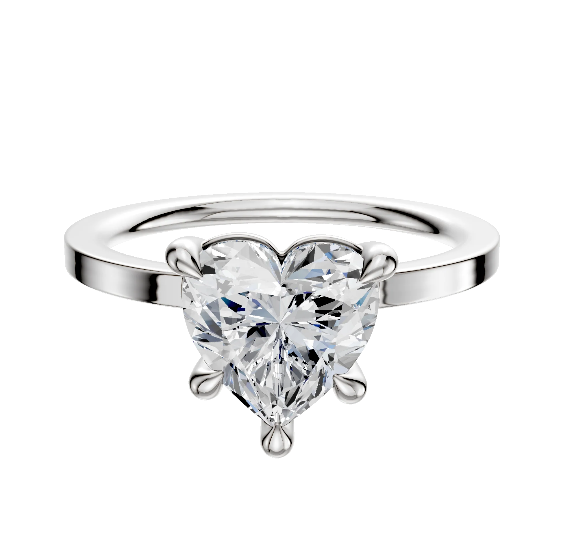 18K White Gold 4 Prong Basket Classic Flat 1.5mm Engagement Ring