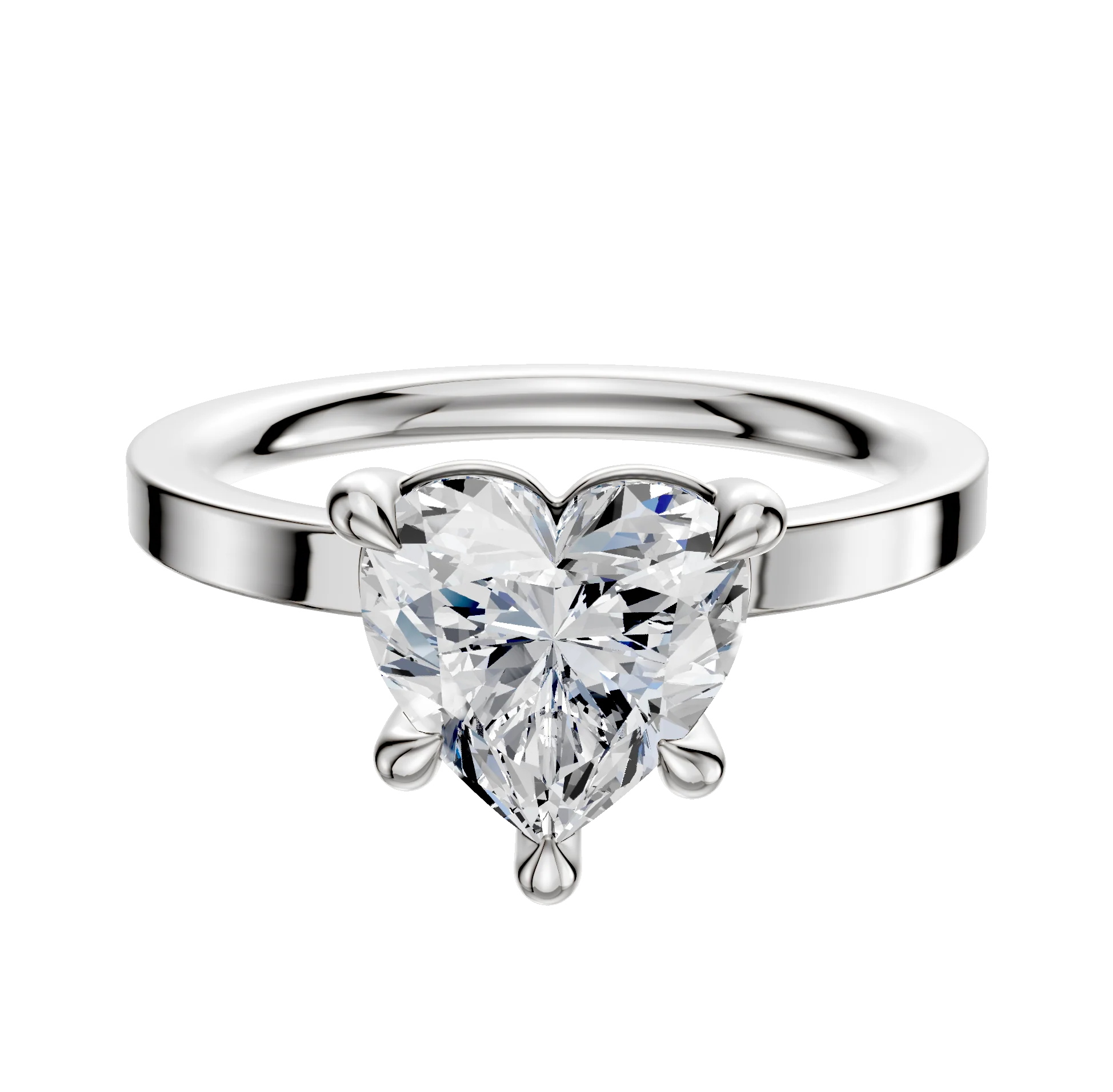 18K White Gold 4 Prong Basket Classic Flat 2.0mm Engagement Ring