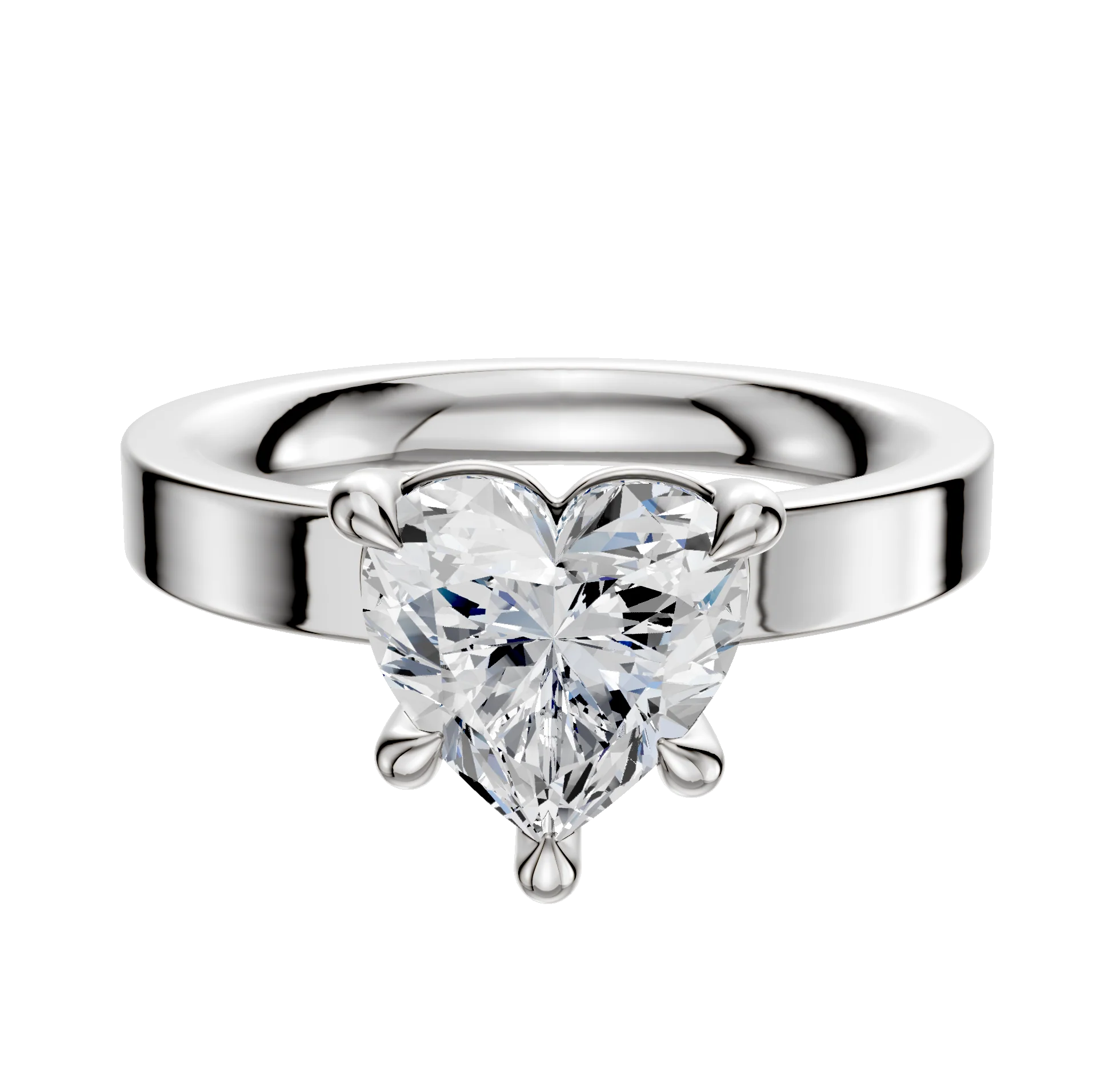 18K White Gold 4 Prong Basket Classic Flat 3.0mm Engagement Ring