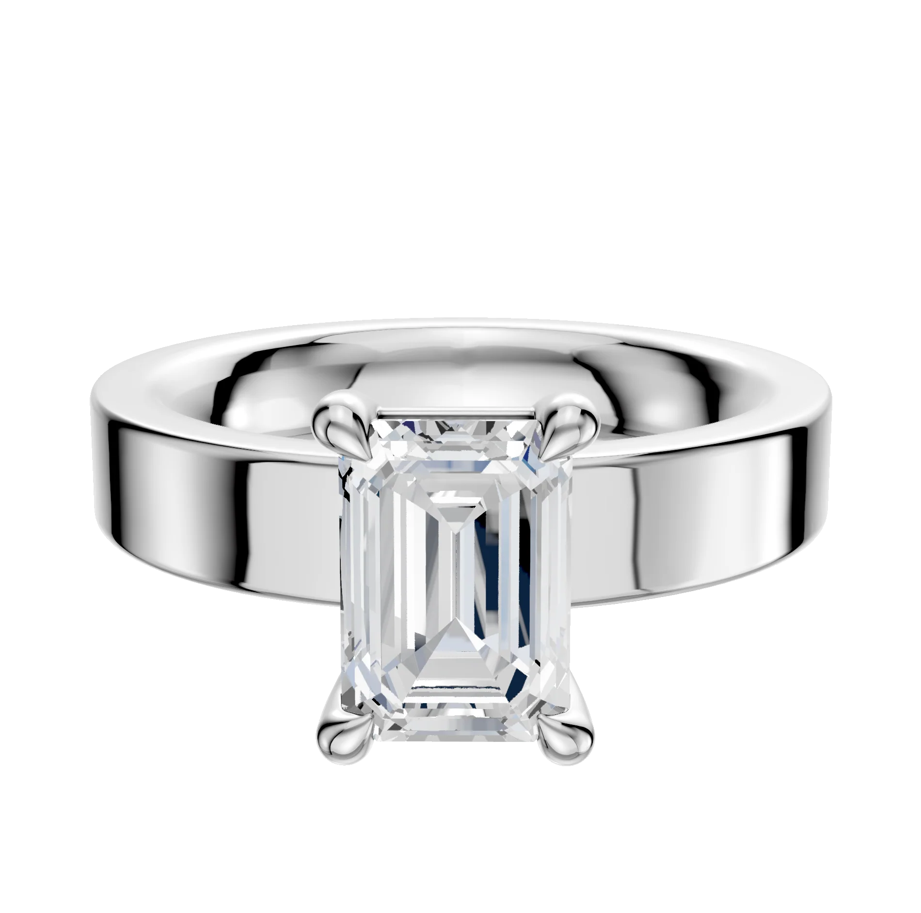 18K White Gold 4 Prong Basket Classic Flat 4.0mm Engagement Ring