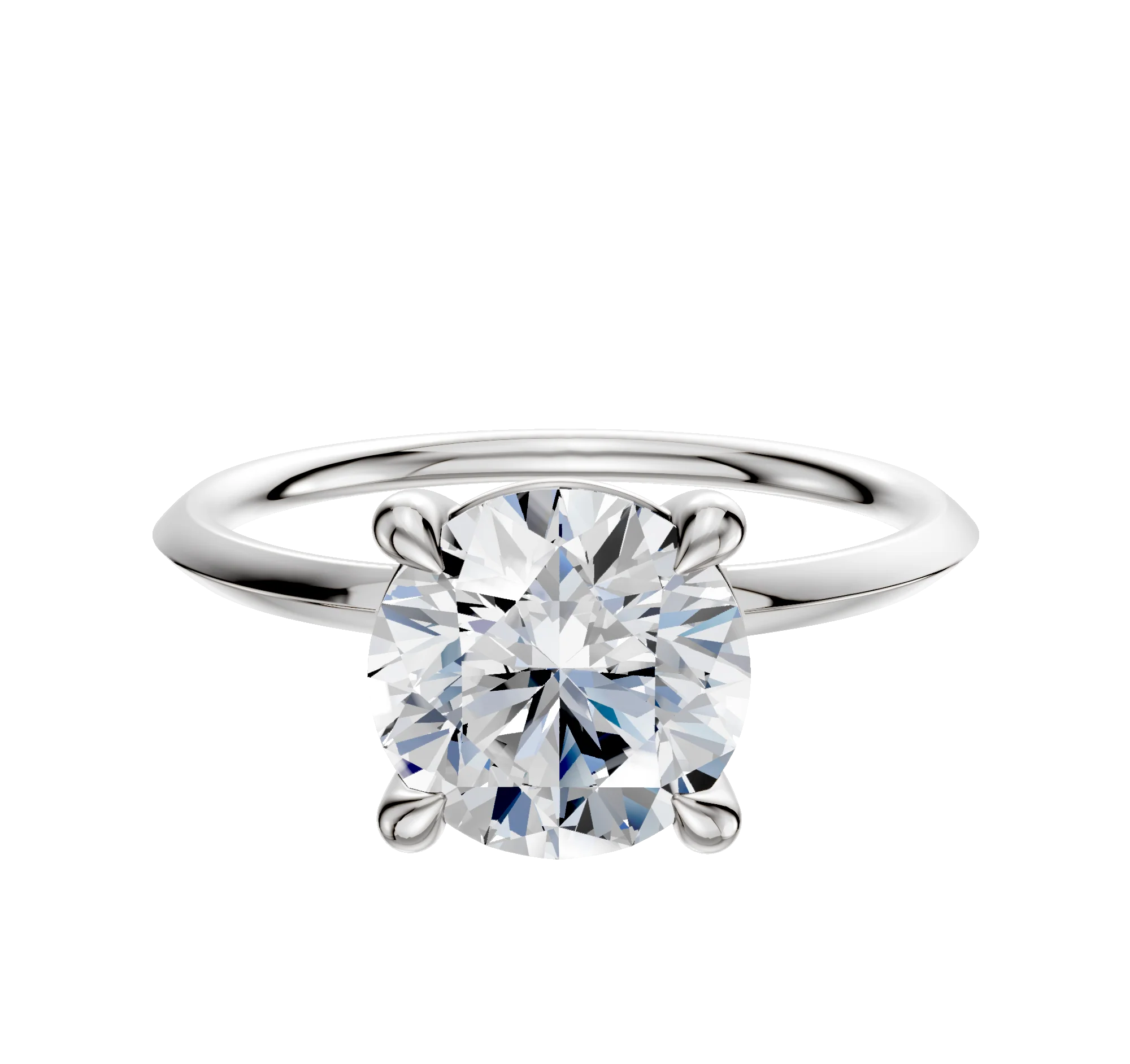 18K White Gold 4 Prong Basket Classic Knife Edge 1.5mm Engagement Ring