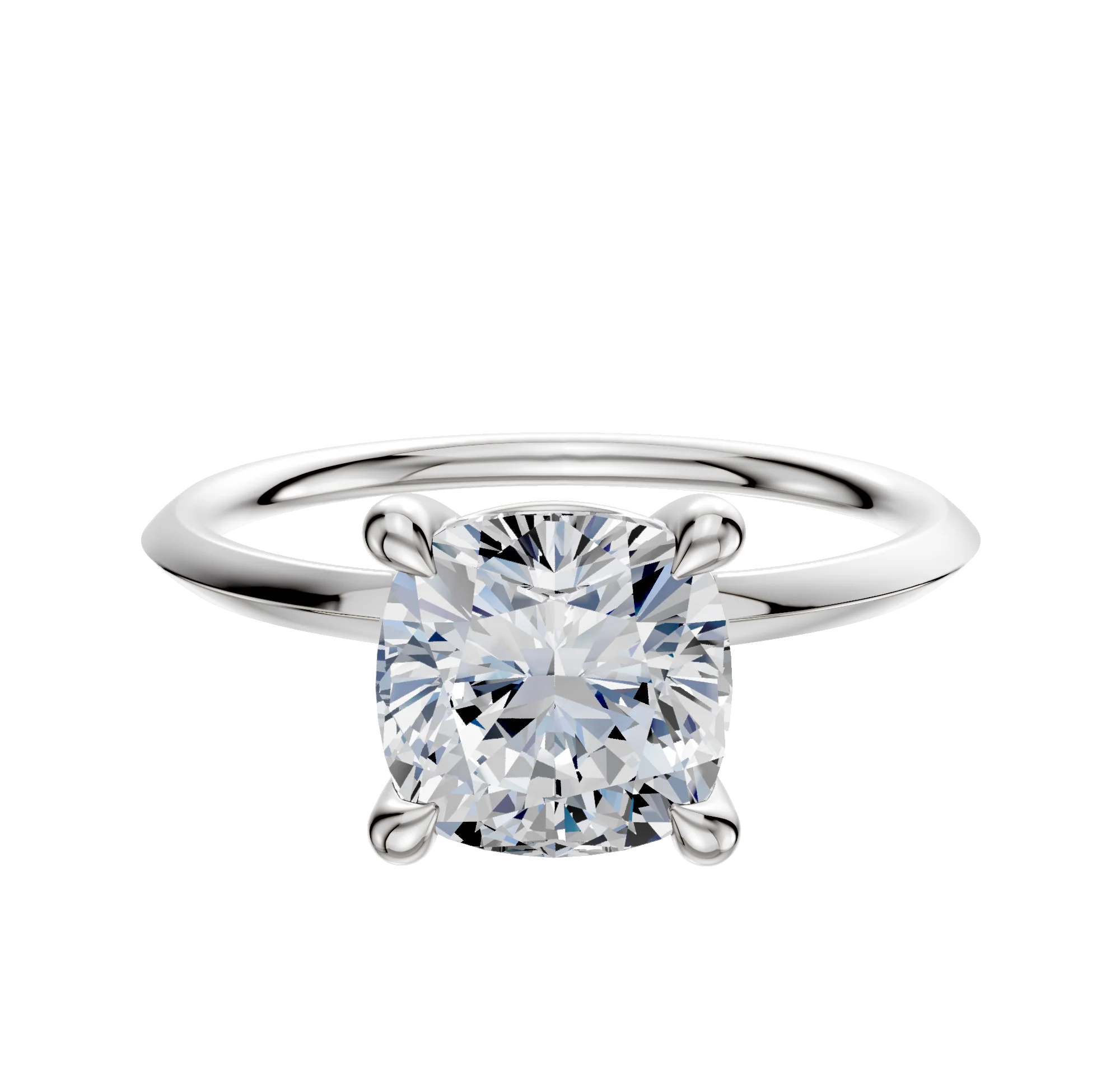 18K White Gold 4 Prong Basket Classic Knife Edge 1.5mm Engagement Ring