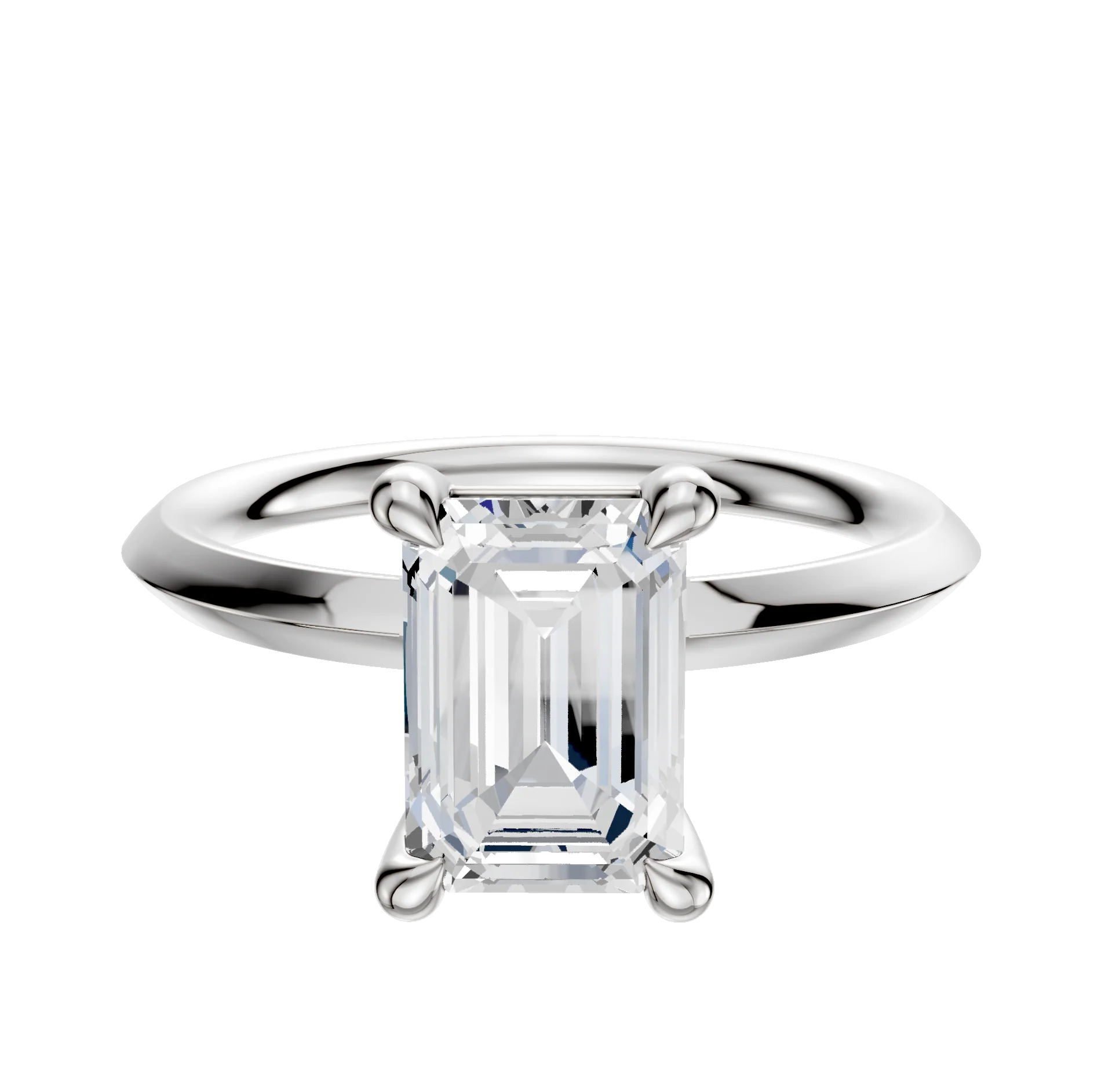 18K White Gold 4 Prong Basket Classic Knife Edge 2.0mm Engagement Ring