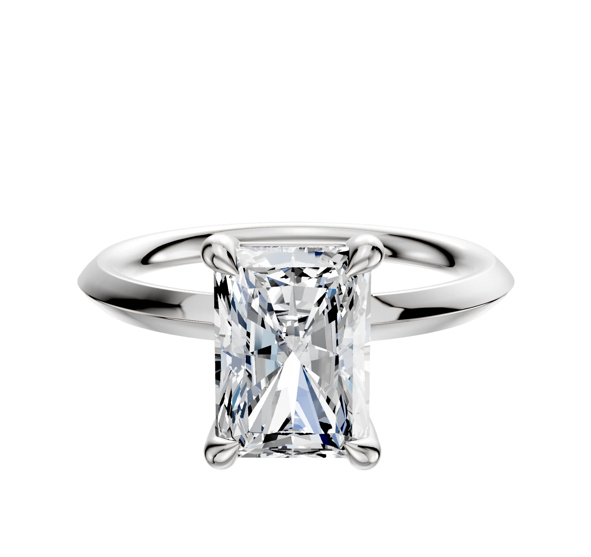 18K White Gold 4 Prong Basket Classic Knife Edge 2.0mm Engagement Ring