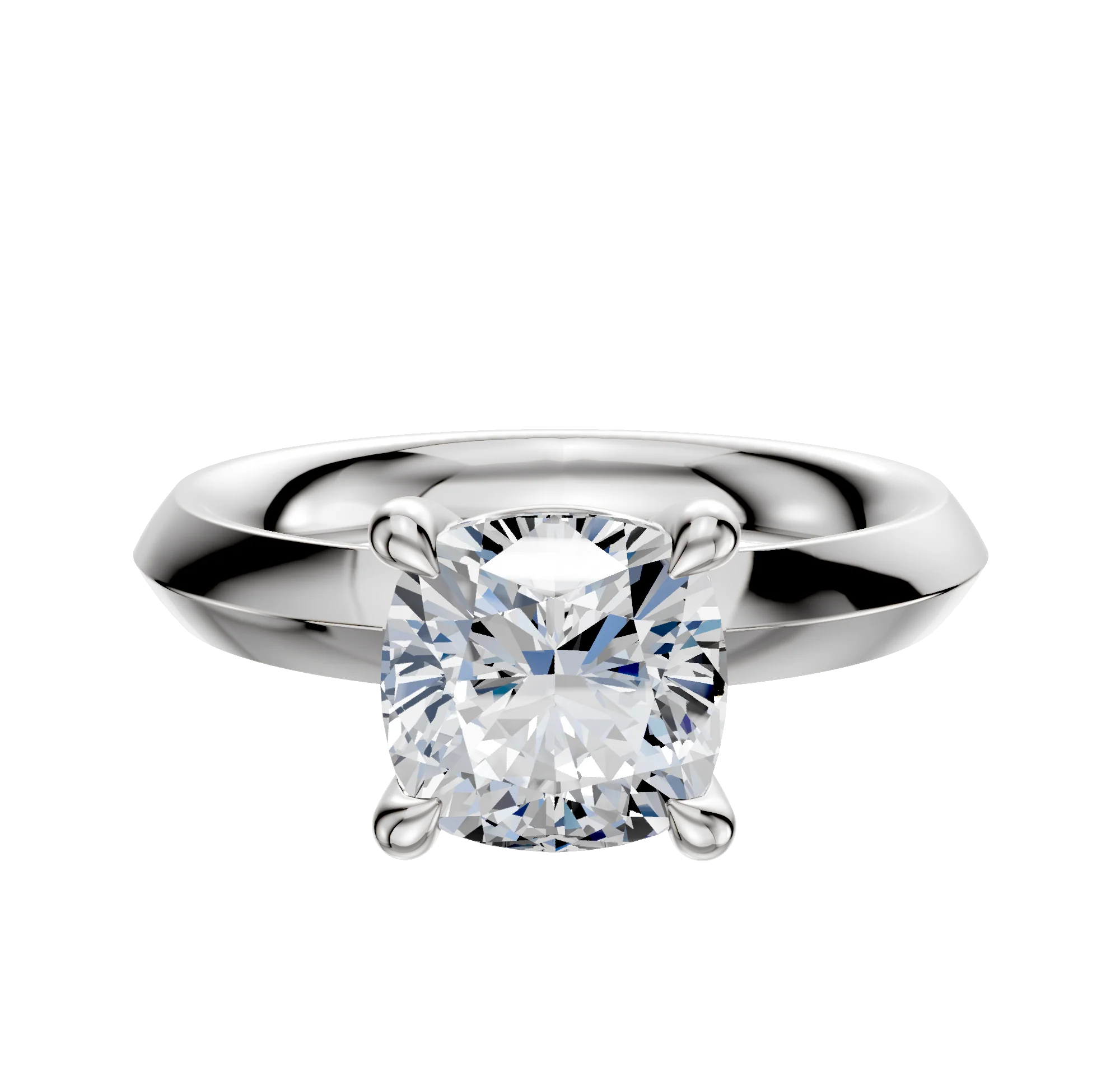 18K White Gold 4 Prong Basket Classic Knife Edge 3.0mm Engagement Ring