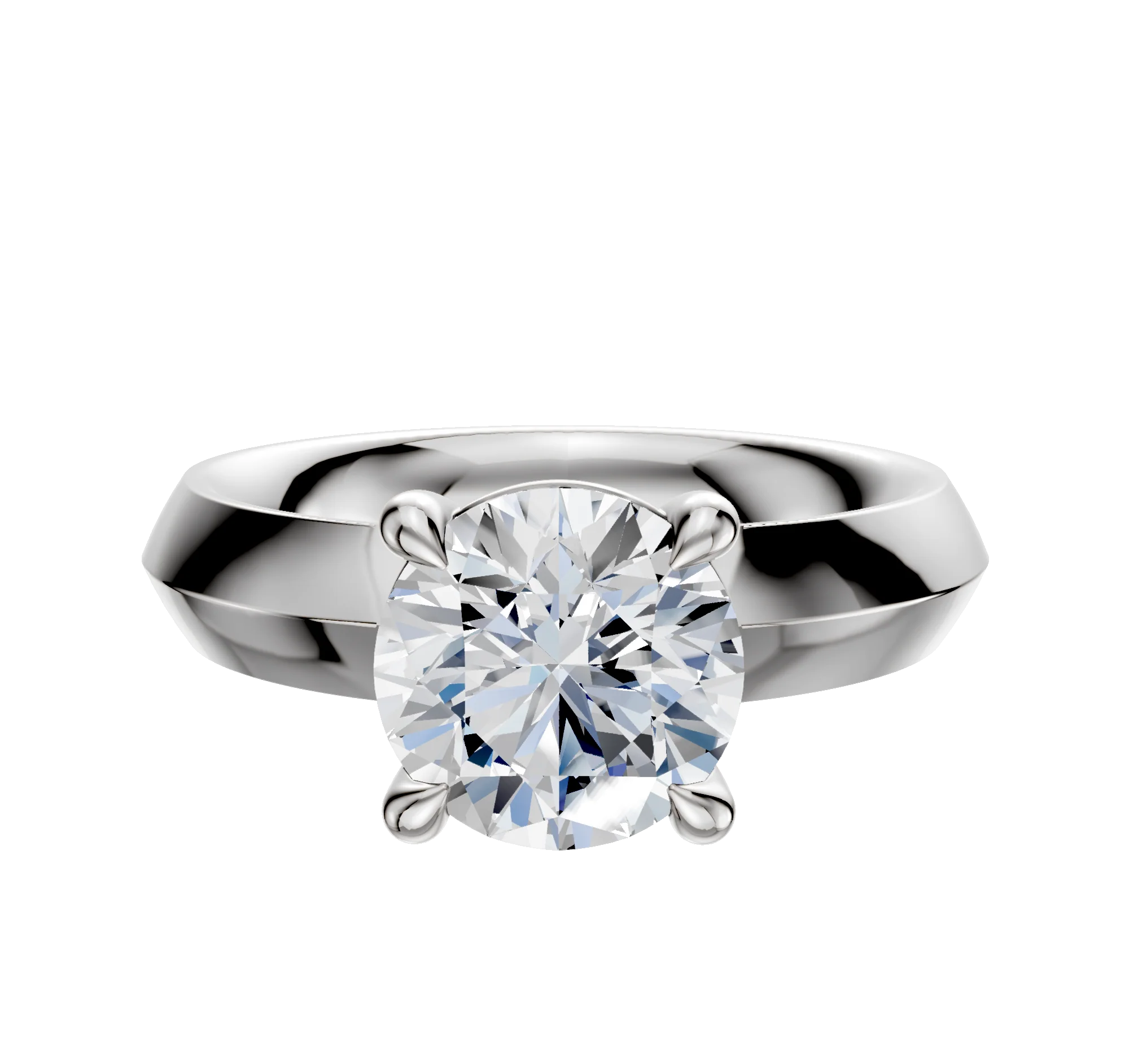 18K White Gold 4 Prong Basket Classic Knife Edge 4.0mm Engagement Ring