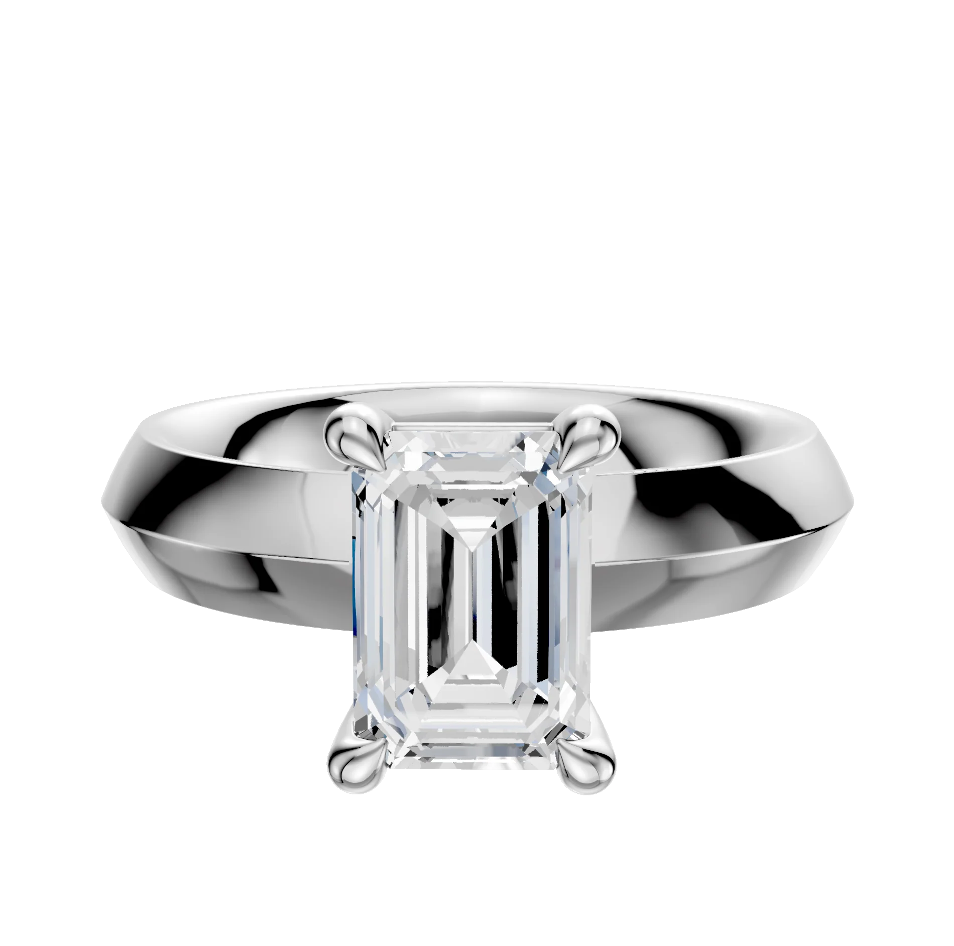 18K White Gold 4 Prong Basket Classic Knife Edge 4.0mm Engagement Ring