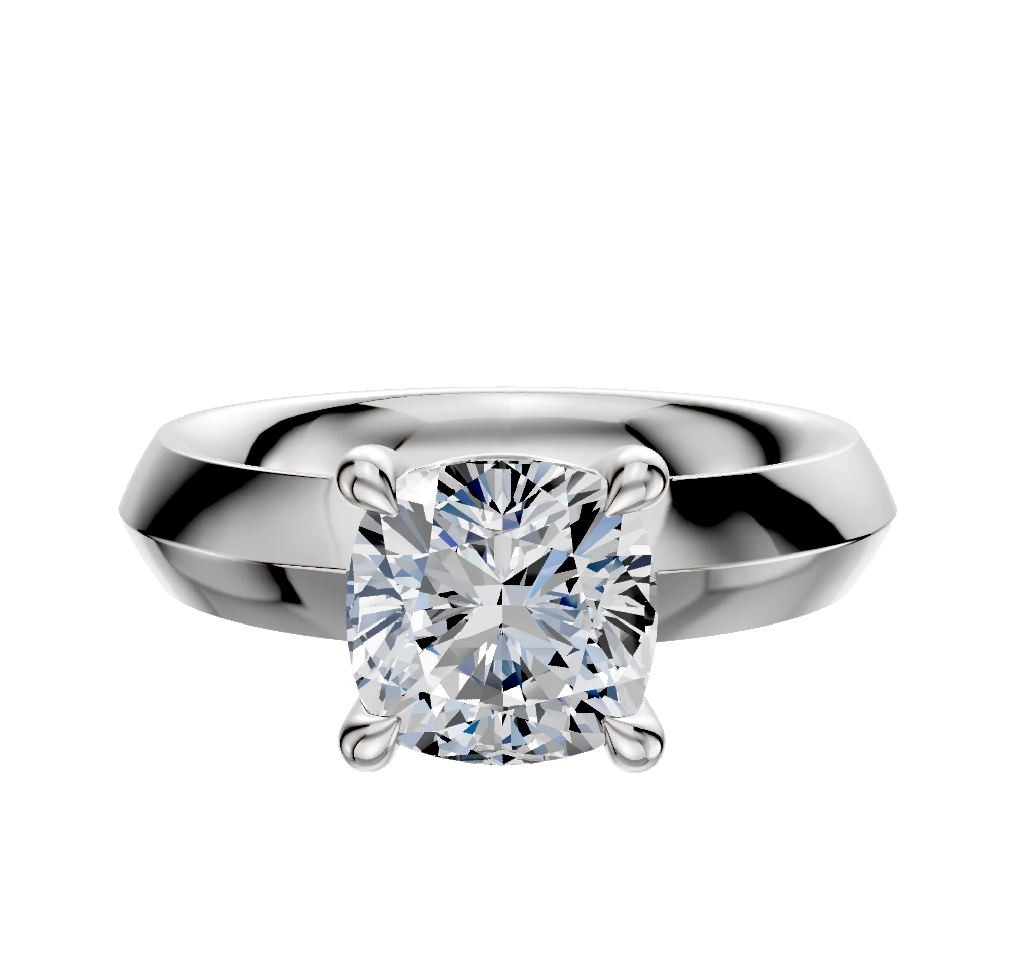 18K White Gold 4 Prong Basket Classic Knife Edge 4.0mm Engagement Ring