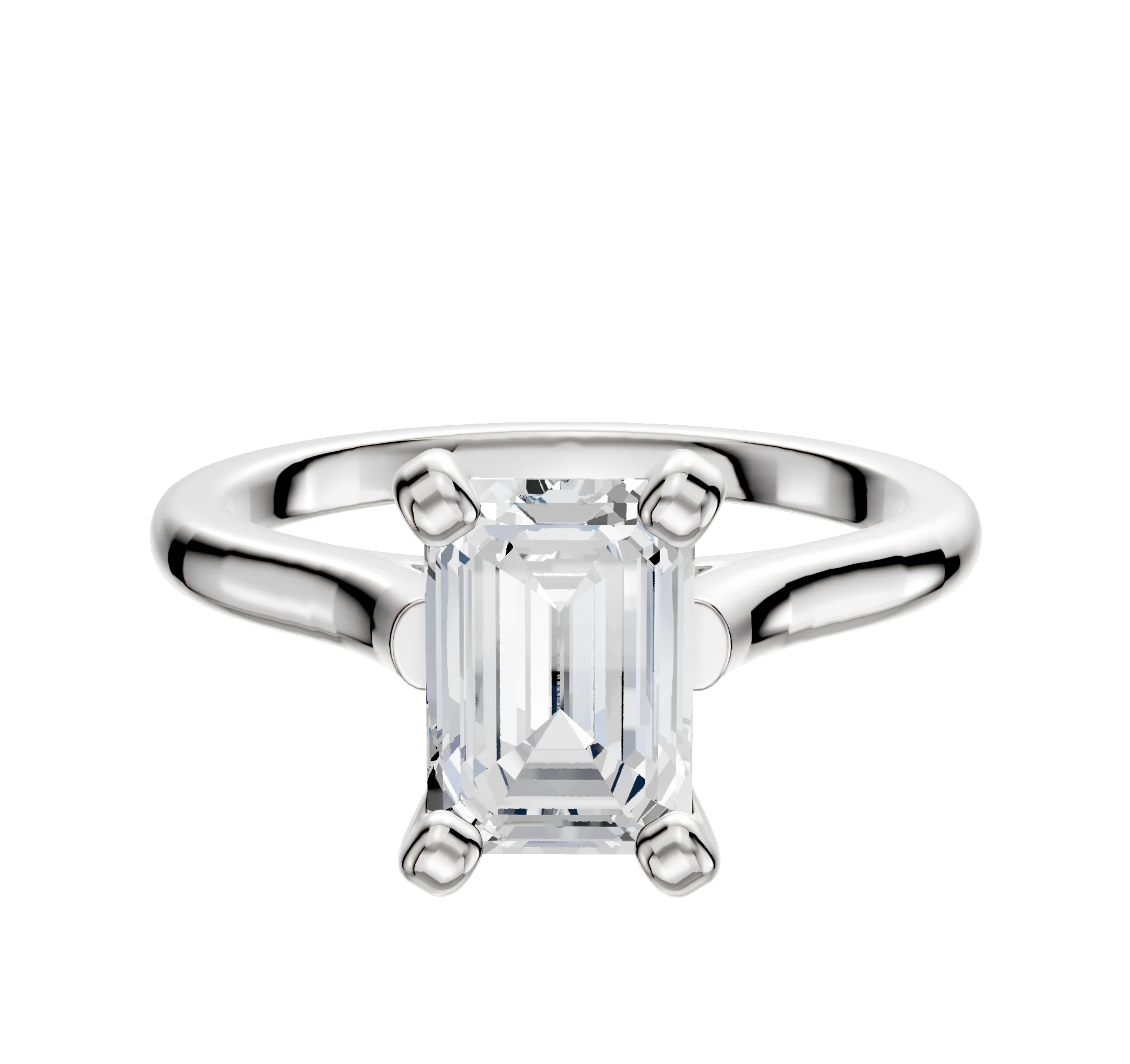 18K White Gold 4 Prong Cathedral Dome 2.0mm Engagement Ring